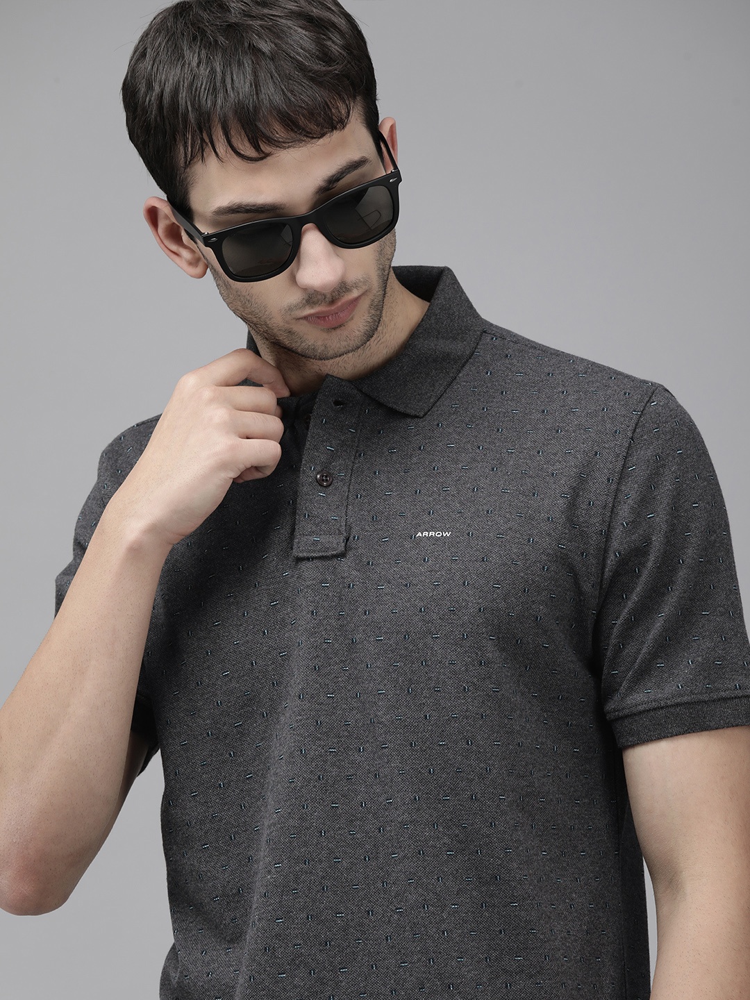 Arrow Men Charcoal Printed Regular Fit Pure Cotton Polo Collar Casual Pure Cotton T-shirt
Arrow Men Charcoal Printed Regular Fit Pure Cotton Polo Collar Casual Pure Cotton T-shirt