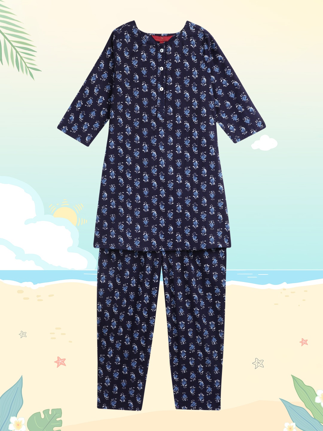 House of Pataudi Girls Navy Blue Quirky Printed Regular Pure Cotton Kurta with Trousers
House of Pataudi Girls Navy Blue Quirky Printed Regular Pure Cotton Kurta with Trousers