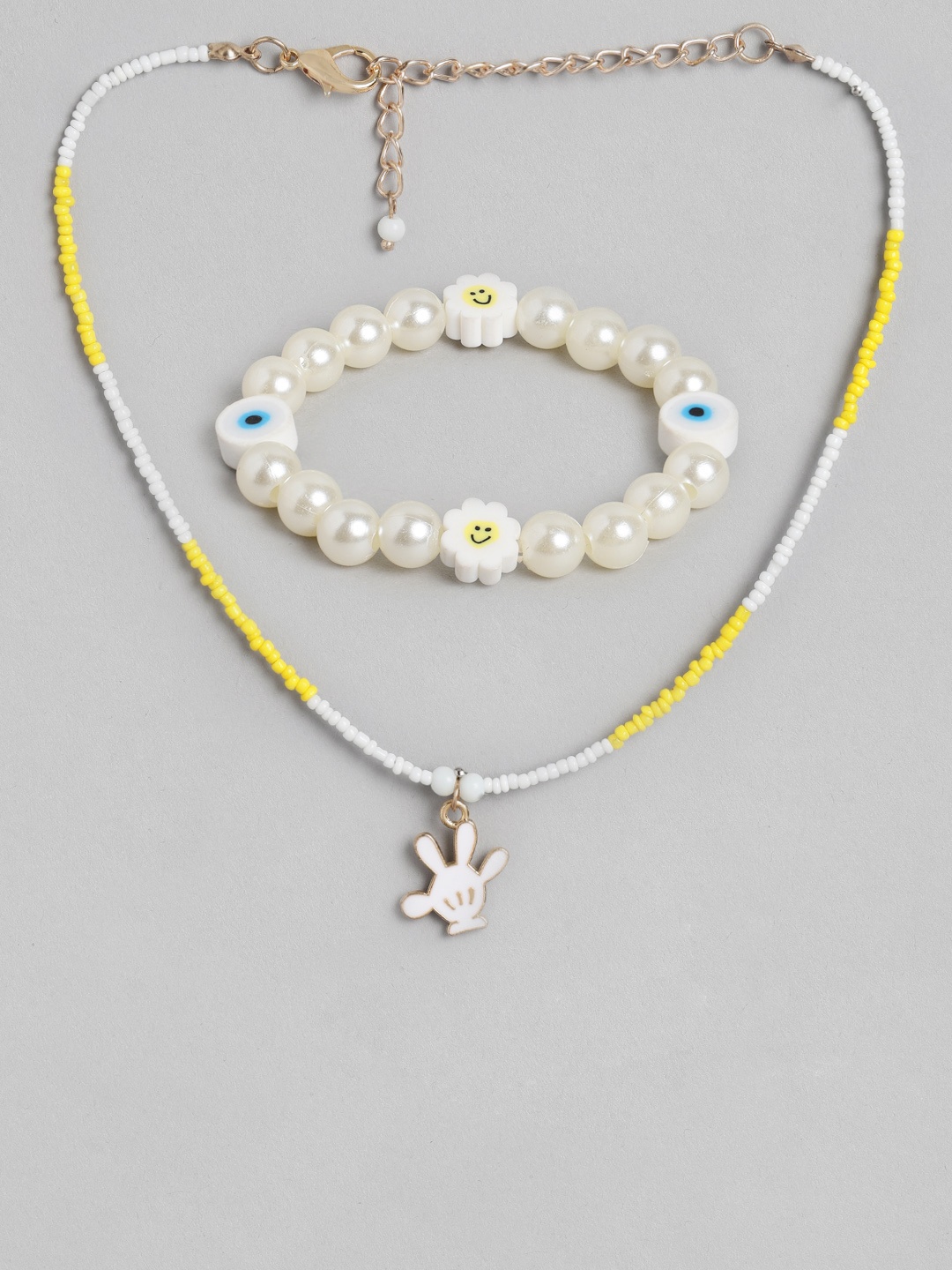 Blueberry KIDS Girls White & Yellow Gold-Plated Beaded Handcrafted Necklace with Bracelet
Blueberry KIDS Girls White & Yellow Gold-Plated Beaded Handcrafted Necklace with Bracelet