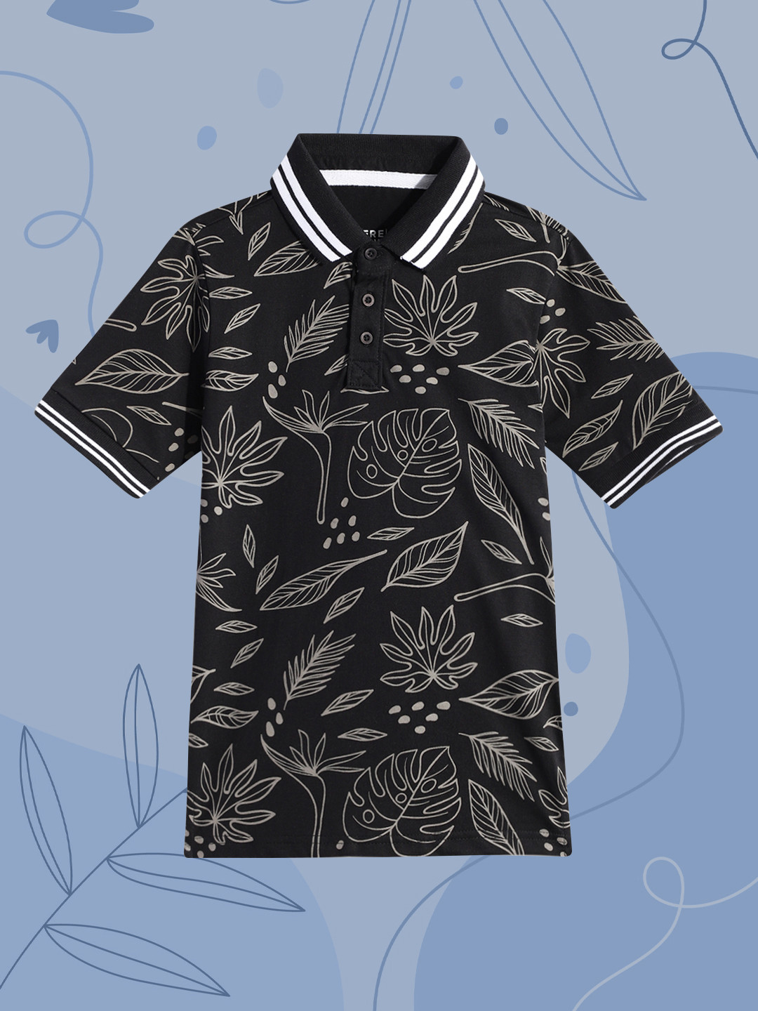 HERE&NOW Boys Black Tropical Pure Cotton Polo Collar T-shirt 
HERE&NOW Boys Black Tropical Pure Cotton Polo Collar T-shirt