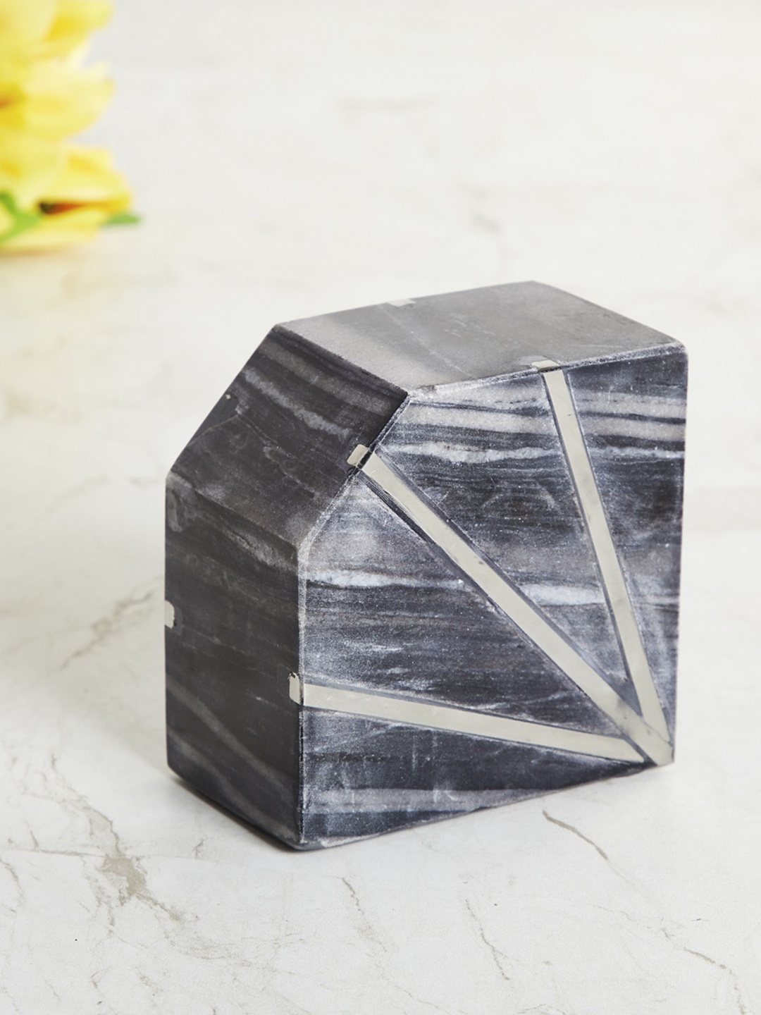 Home Centre Grey Textured Metal Showpiece