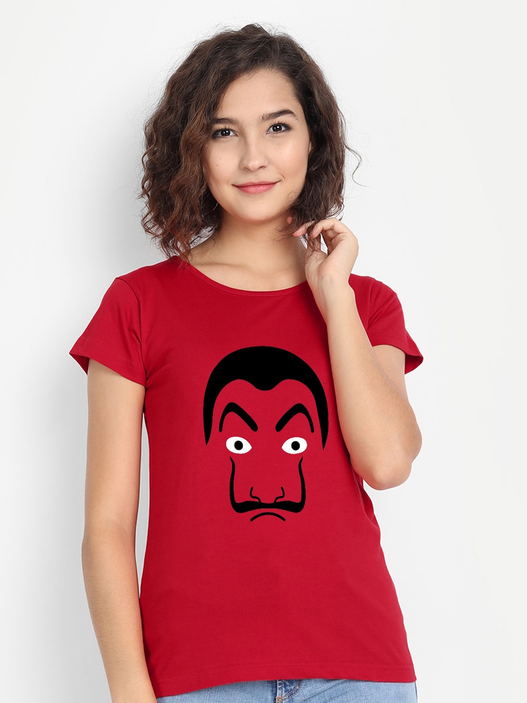 BE AWARA Women Red Printed T-shirt