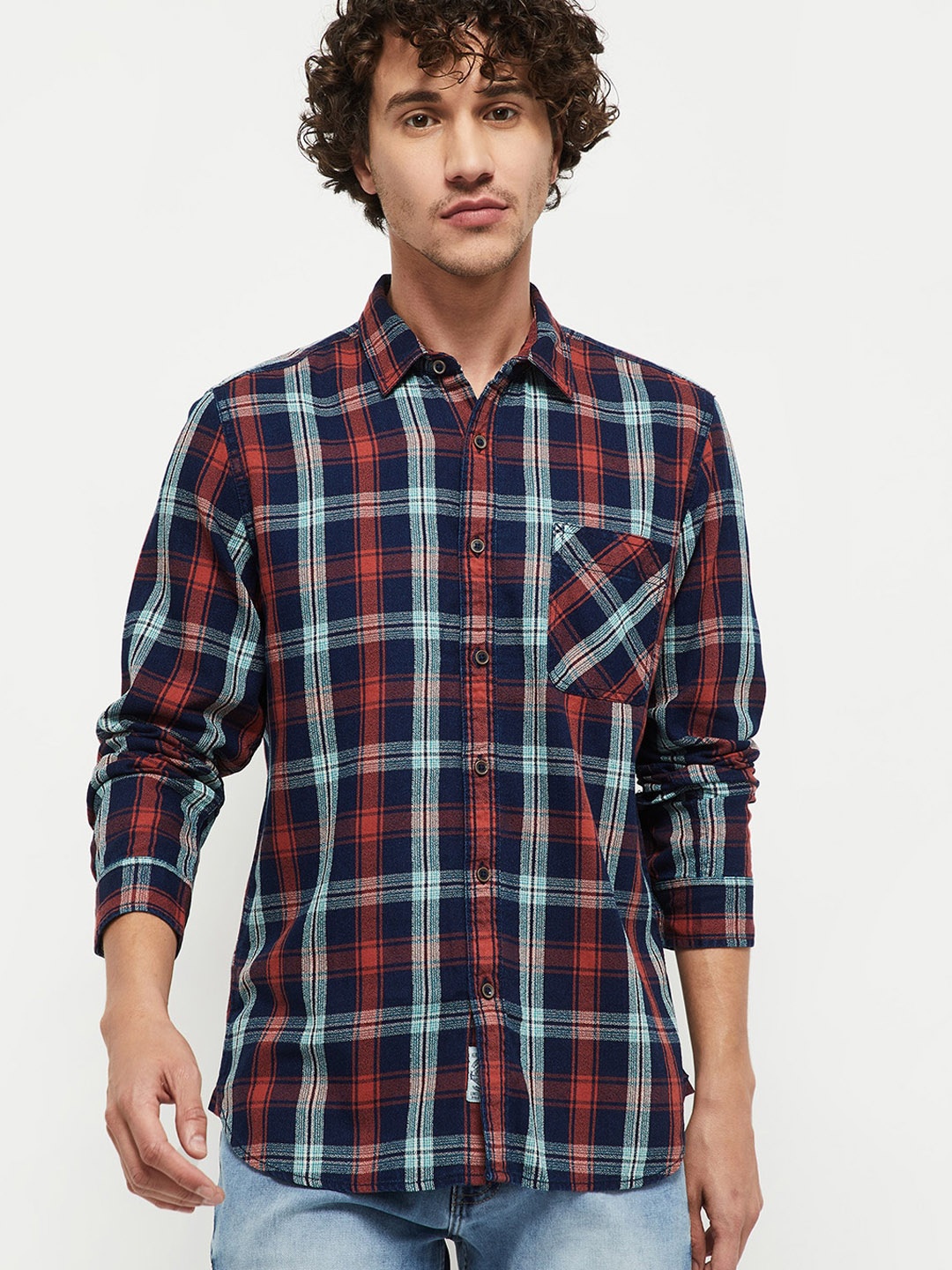 max Men Red & Navy Blue Slim Fit Tartan Checks Opaque Checked Pure Cotton Casual Shirt
max Men Red & Navy Blue Slim Fit Tartan Checks Opaque Checked Pure Cotton Casual Shirt
