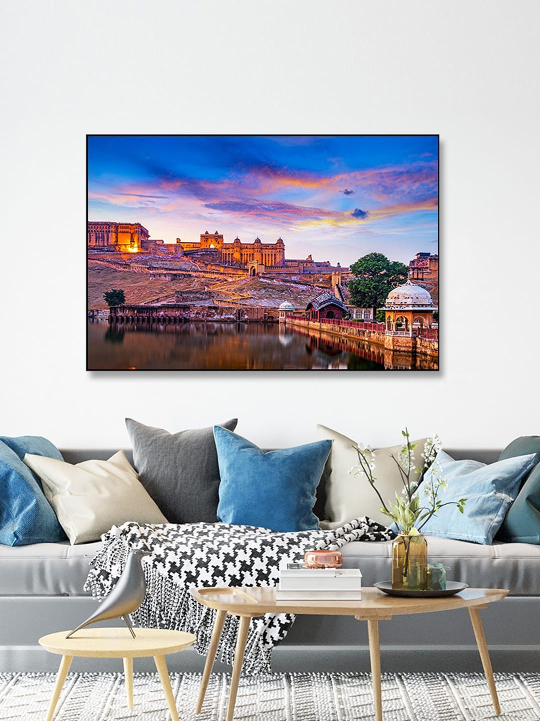 WALLMANTRA Blue & Orange Painted Sunset at Amber Fort and Maota Lake Framed Wall Art
WALLMANTRA Blue & Orange Painted Sunset at Amber Fort and Maota Lake Framed Wall Art