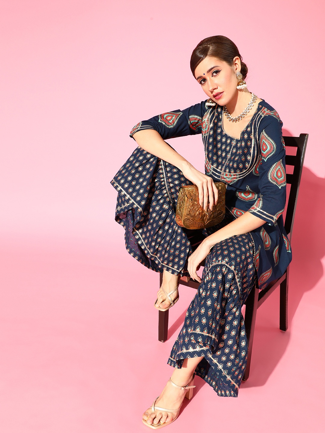 mokshi Women Teal Ethnic Motifs Printed Regular Gotta Patti Pure Cotton Kurti with Sharara
mokshi Women Teal Ethnic Motifs Printed Regular Gotta Patti Pure Cotton Kurti with Sharara