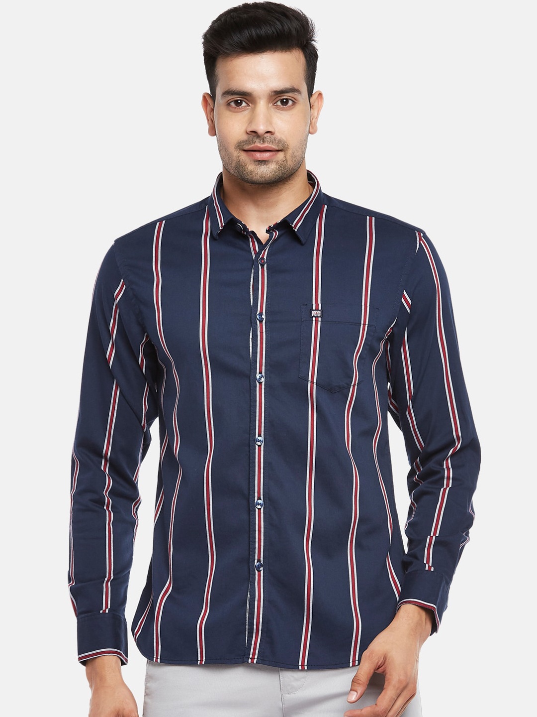 BYFORD by Pantaloons Men Navy Blue & Red Slim Fit Opaque Striped Pure Cotton Casual Shirt
BYFORD by Pantaloons Men Navy Blue & Red Slim Fit Opaque Striped Pure Cotton Casual Shirt