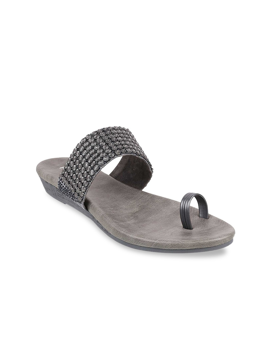 Metro Grey Embellished One-Toe Wedges