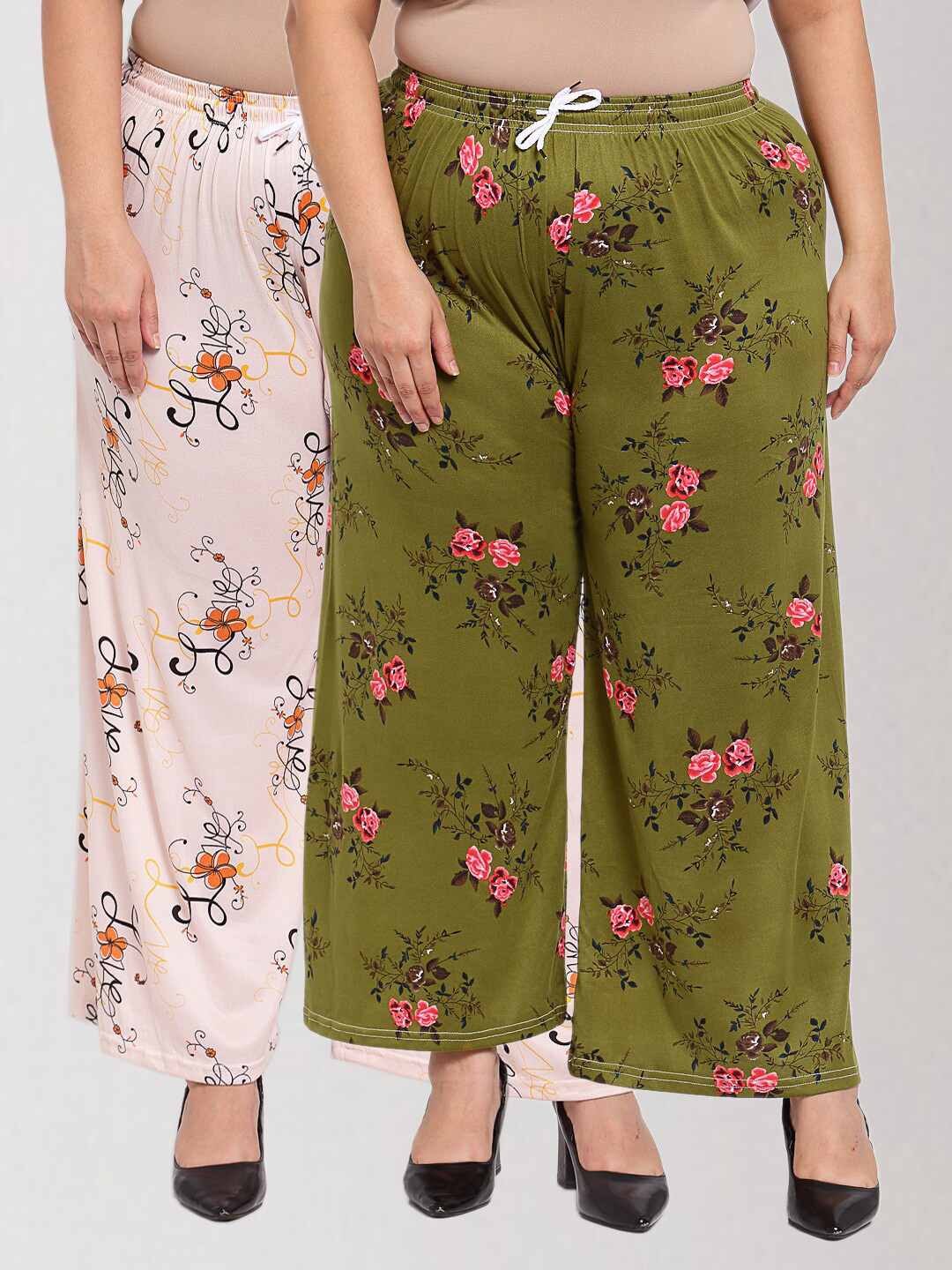 KLOTTHE Women Pack Of 2 Floral Printed Palazzos, White
KLOTTHE Women Pack Of 2 Floral Printed Palazzos, White