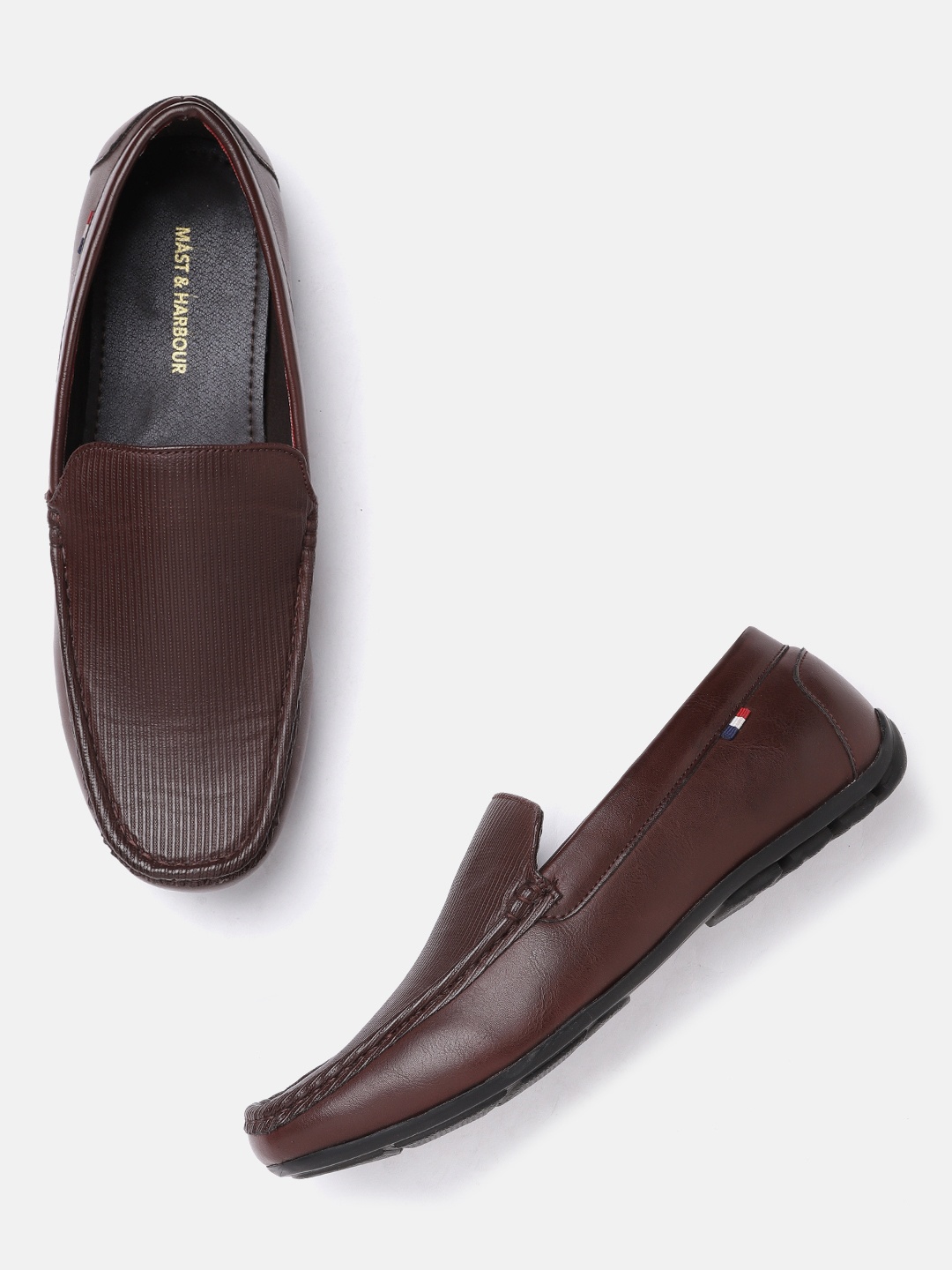 Mast & Harbour Men Maroon Textured Loafers
