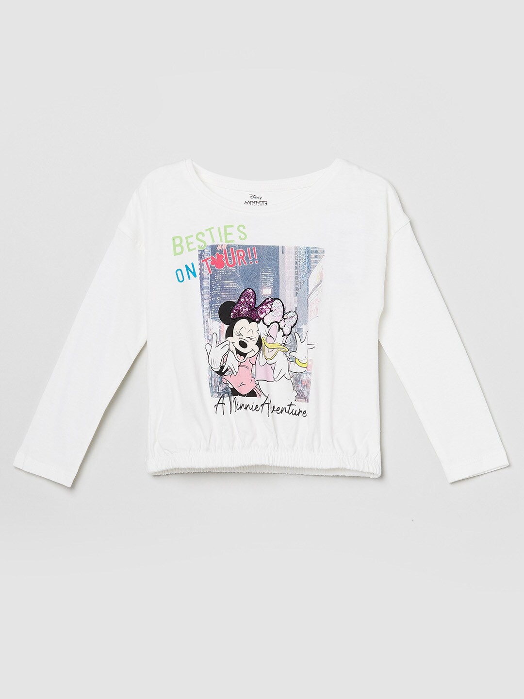 max Girls Off White & Blue Regular Top