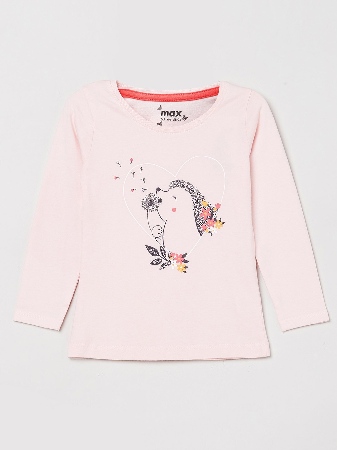 max Girls Peach-Coloured Regular Top