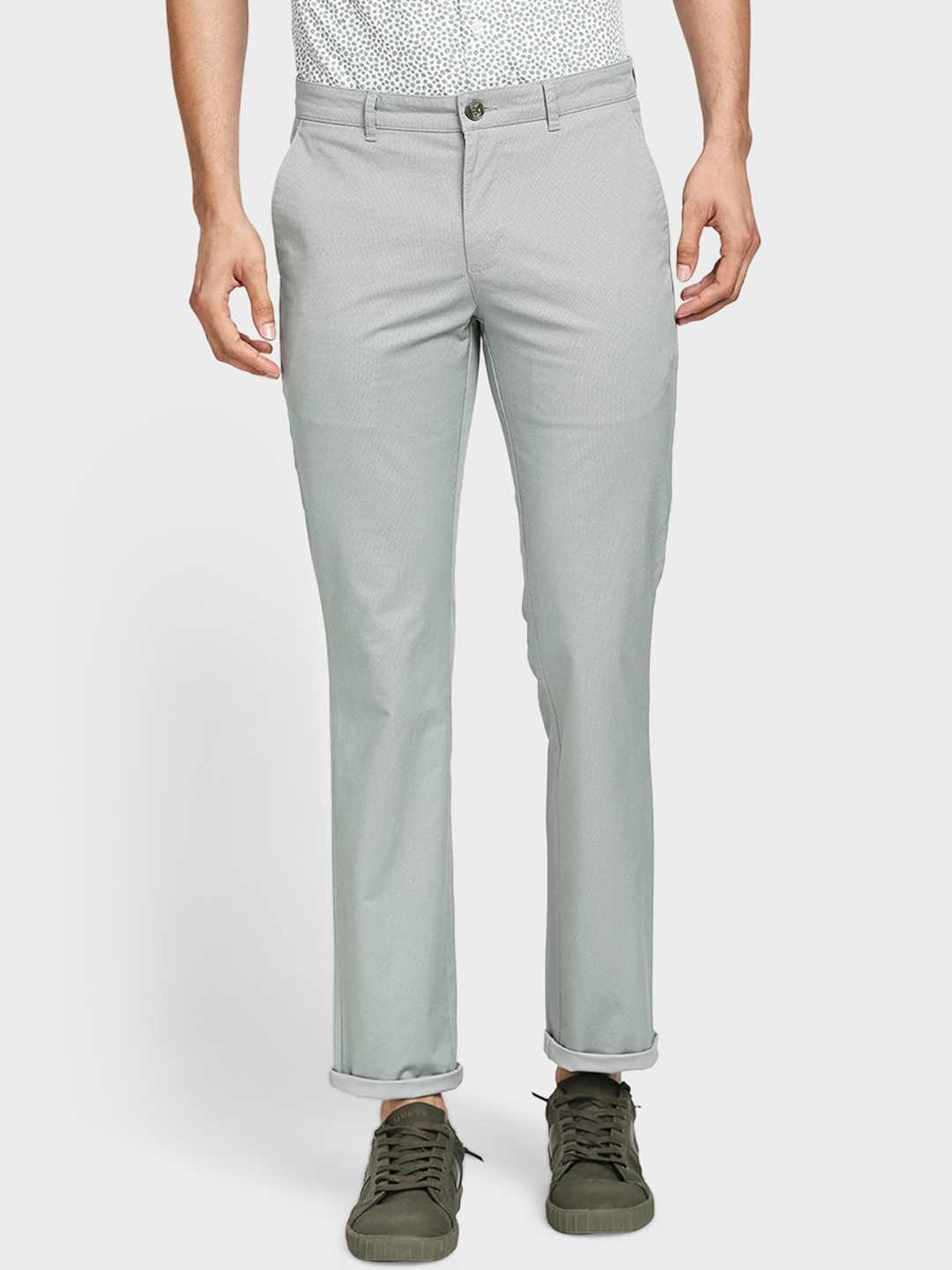 ColorPlus Men Green Textured Trousers