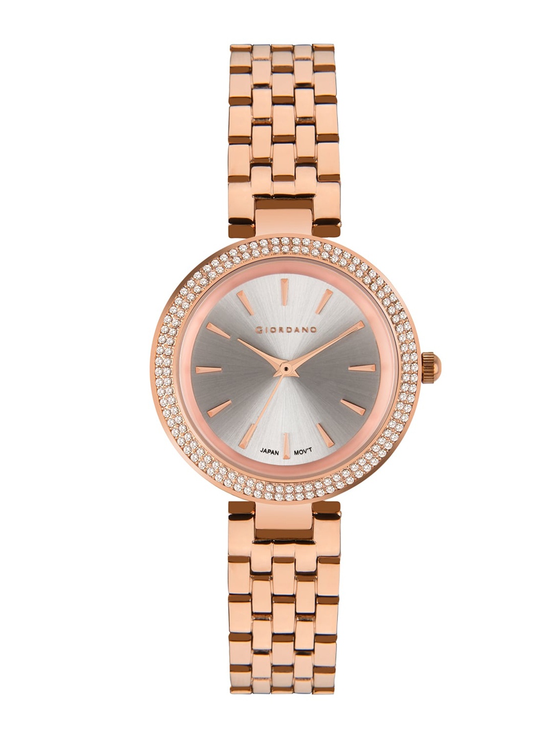 GIORDANO Women Silver-Toned Embellished Dial & Rose Gold Toned Straps Watch GD-2103-22-S
GIORDANO Women Silver-Toned Embellished Dial & Rose Gold Toned Straps Watch GD-2103-22-S