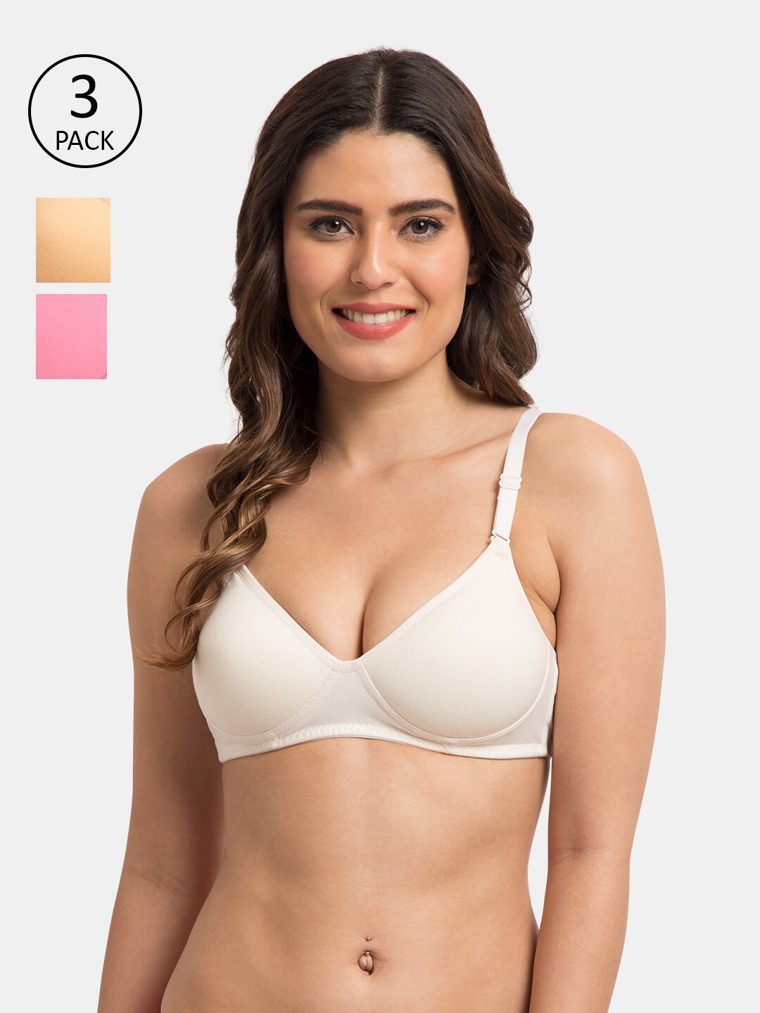 KOMLI Pack of 3 Multicoloured Lightly Padded T-shirt Bra K-9555-3PC-OFFW-SK-BPK, Multi
KOMLI Pack of 3 Multicoloured Lightly Padded T-shirt Bra K-9555-3PC-OFFW-SK-BPK, Multi