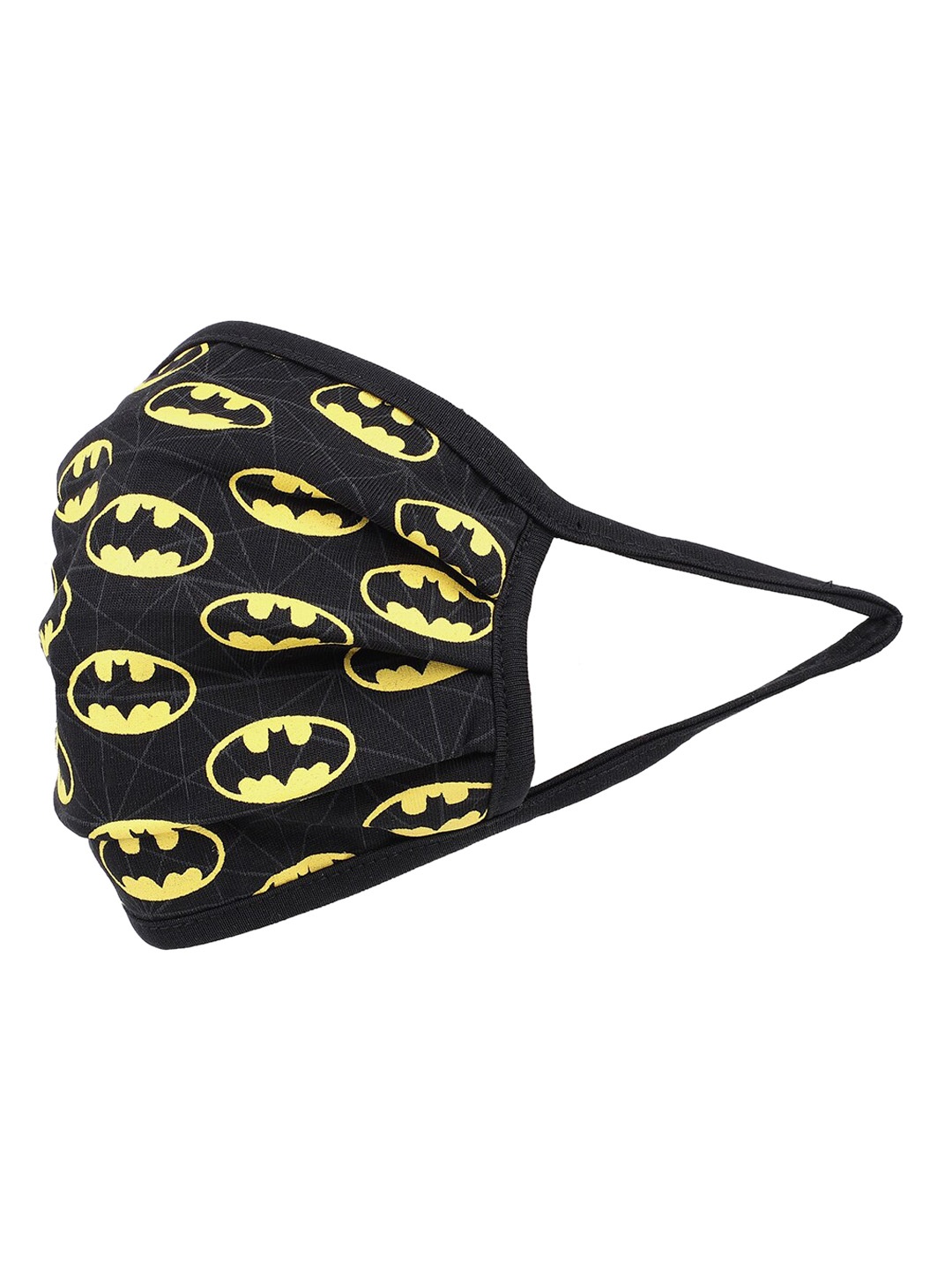 Free Authority Unisex Black & Yellow Batman Printed Reusable 3-Ply Cloth Mask
