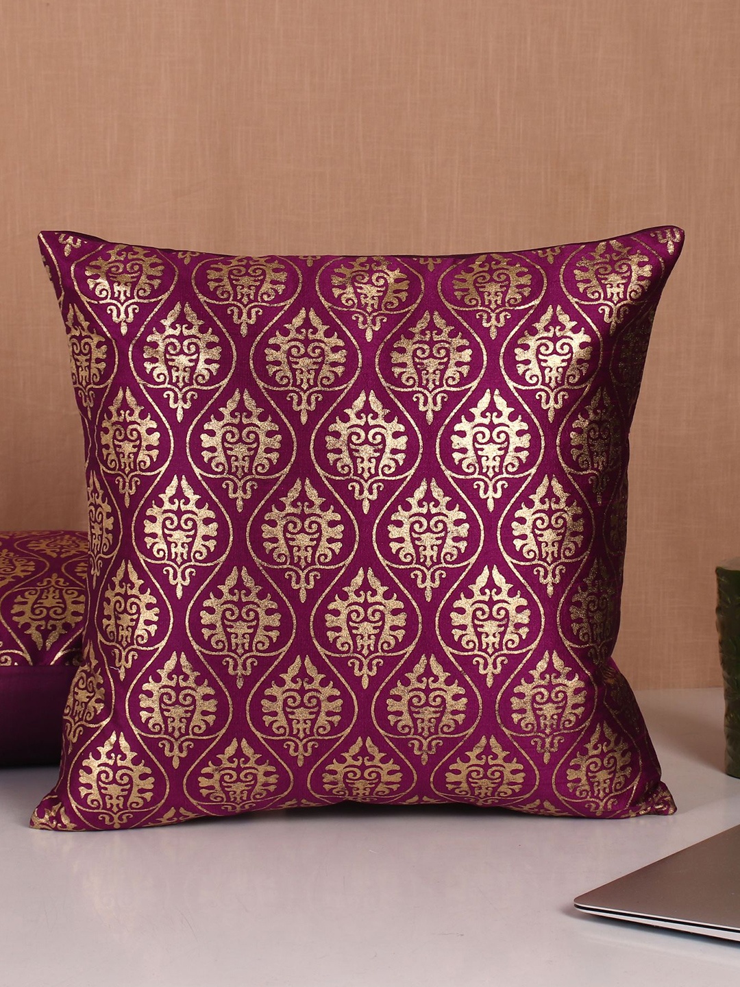 Molcha Set Of 5 Purple & Gold-Toned Ethnic Motifs Foil Printed Square Cushion Covers
Molcha Set Of 5 Purple & Gold-Toned Ethnic Motifs Foil Printed Square Cushion Covers