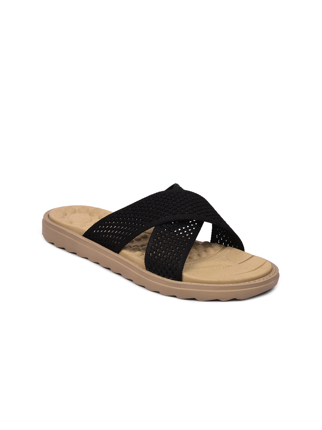 Liberty Women Black Open Toe Flats