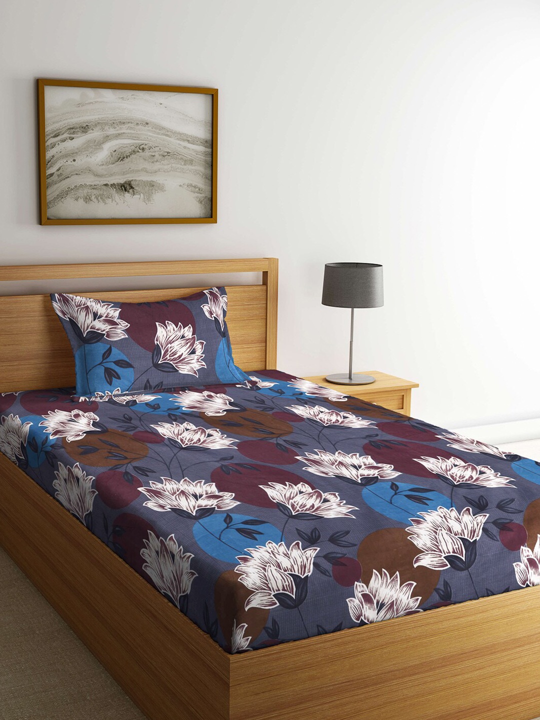Arrabi Multicoloured Floral Printed 300 TC Single Bedsheet With 1 Pillow Covers, Multi
Arrabi Multicoloured Floral Printed 300 TC Single Bedsheet With 1 Pillow Covers, Multi