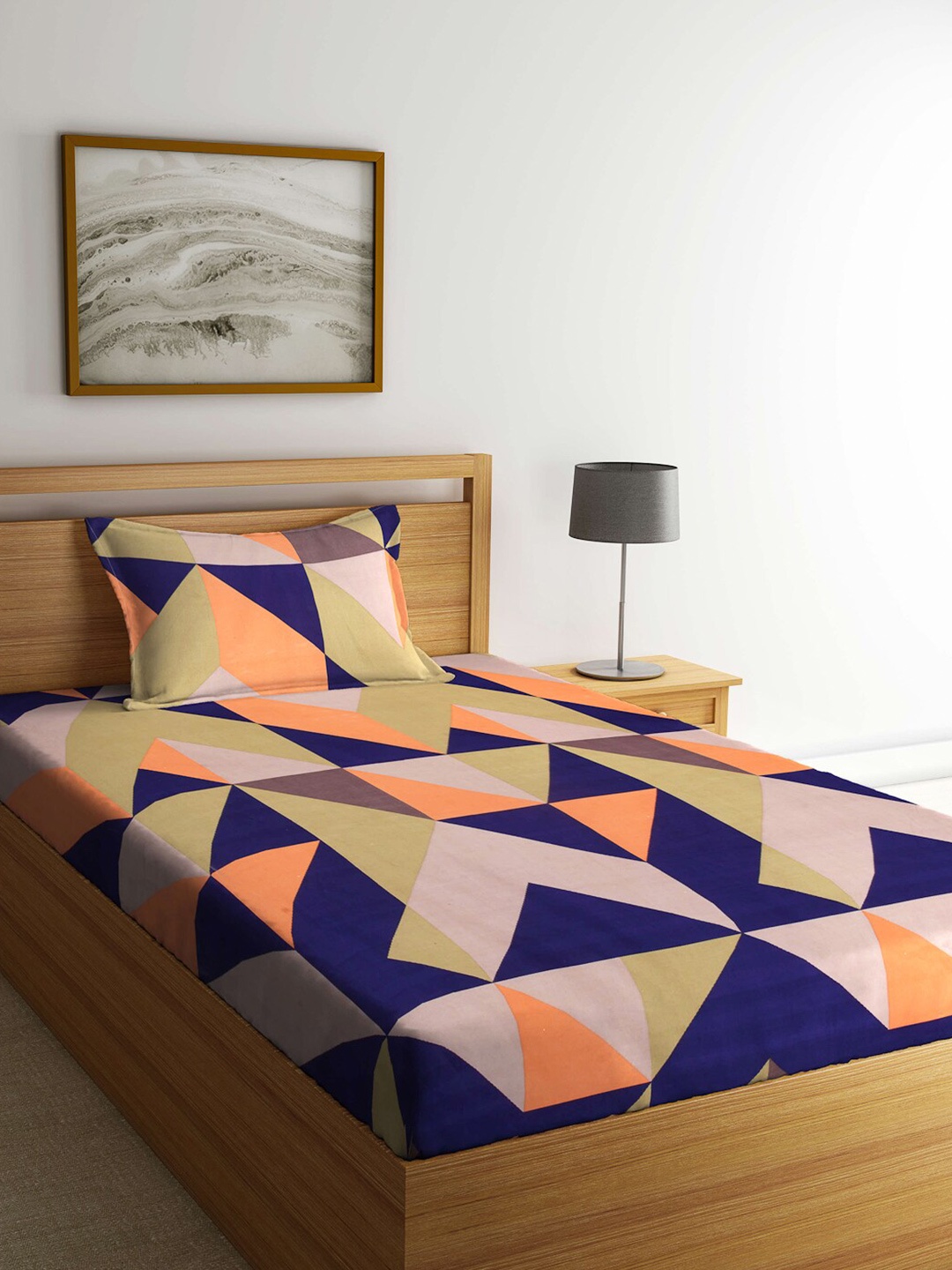 Arrabi Multicoloured Printed Geometric 300 TC Single Bedsheet with 1 Pillow Covers, Multi
Arrabi Multicoloured Printed Geometric 300 TC Single Bedsheet with 1 Pillow Covers, Multi