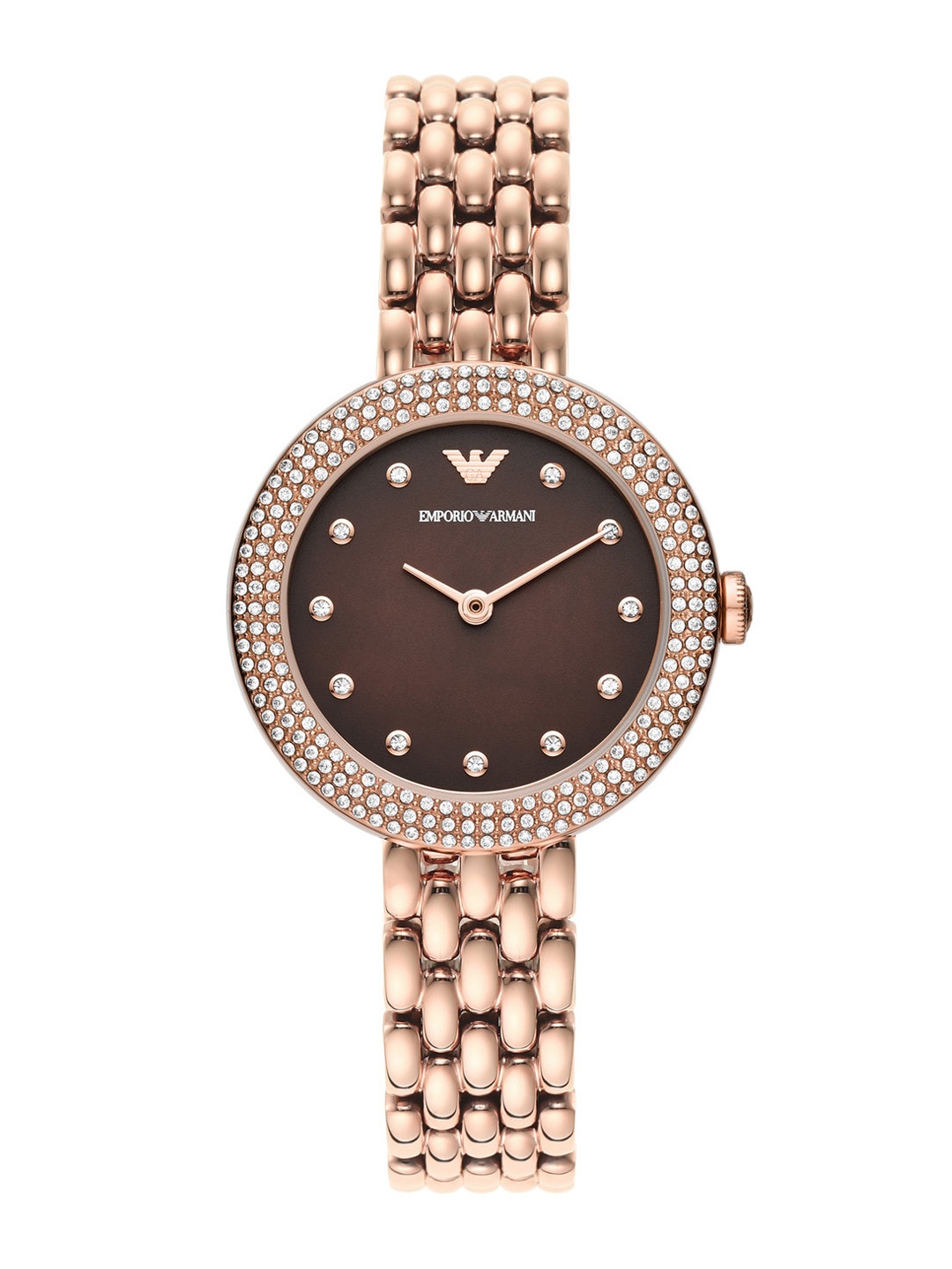 Emporio Armani Women Brown Dial & Rose Gold-Plated Bracelet Style Straps Watch AR11418
Emporio Armani Women Brown Dial & Rose Gold-Plated Bracelet Style Straps Watch AR11418