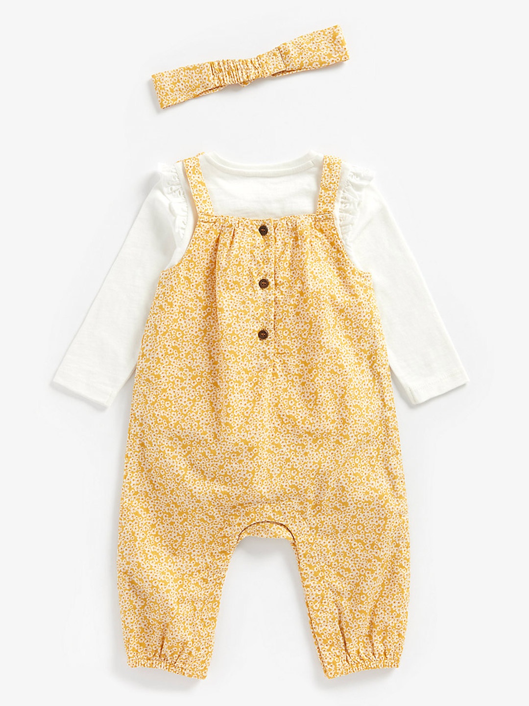 mothercare Girls Mustard Yellow & White Floral Printed Pure Cotton Dungaree & Headband
mothercare Girls Mustard Yellow & White Floral Printed Pure Cotton Dungaree & Headband