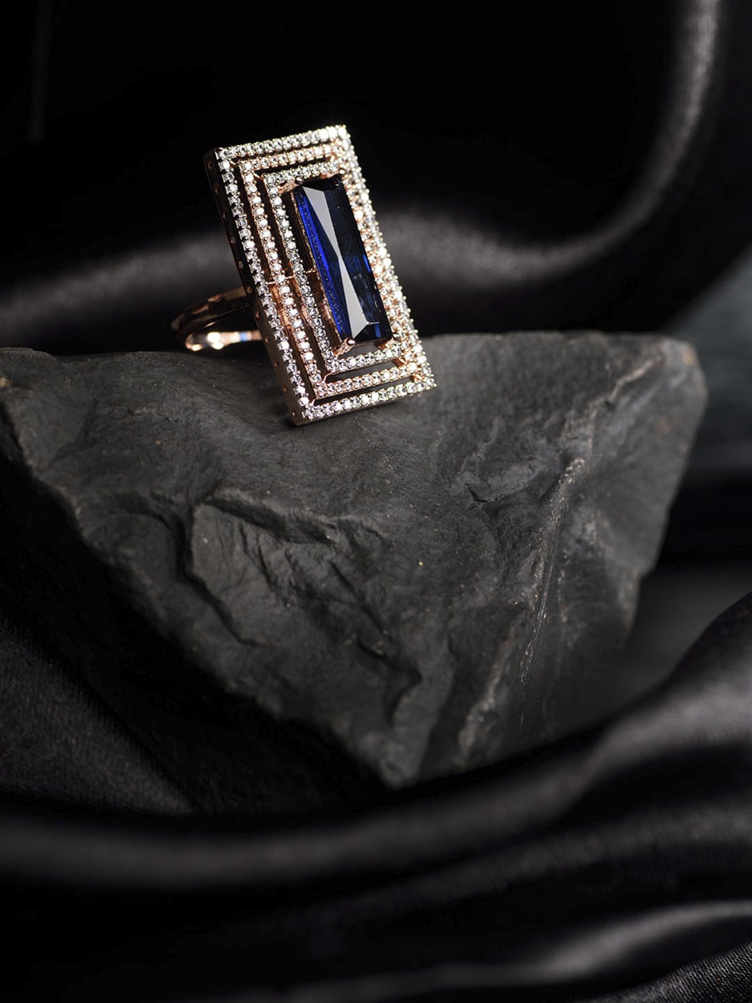 Saraf RS Jewellery Rose Gold-Plated Blue & White Ruby & AD Studded Handcrafted Adjustable Finger Ring
Saraf RS Jewellery Rose Gold-Plated Blue & White Ruby & AD Studded Handcrafted Adjustable Finger Ring