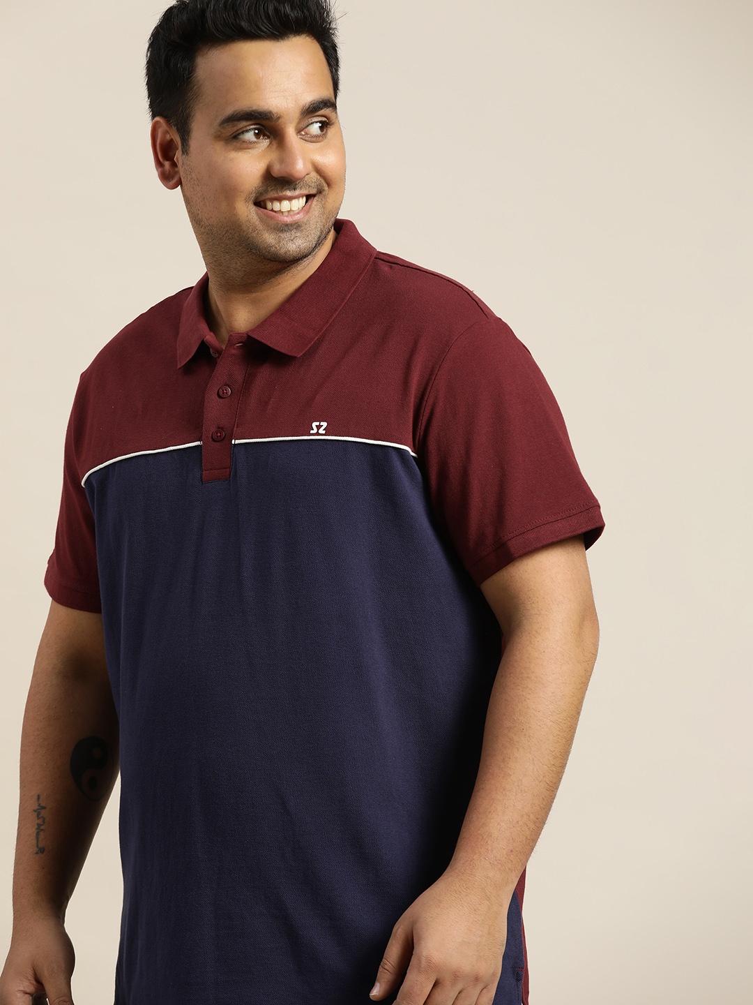 Sztori Men Plus Size Navy Blue & Maroon Colourblocked Polo Collar Pure Cotton T-shirt
Sztori Men Plus Size Navy Blue & Maroon Colourblocked Polo Collar Pure Cotton T-shirt