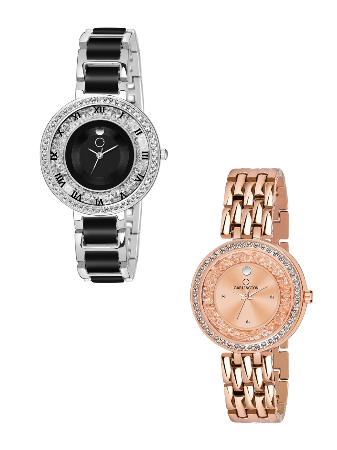 CARLINGTON Pack Of 2 Women Multicoloured Embellished Dial Bracelet Style Straps Watch, Steel
CARLINGTON Pack Of 2 Women Multicoloured Embellished Dial Bracelet Style Straps Watch, Steel