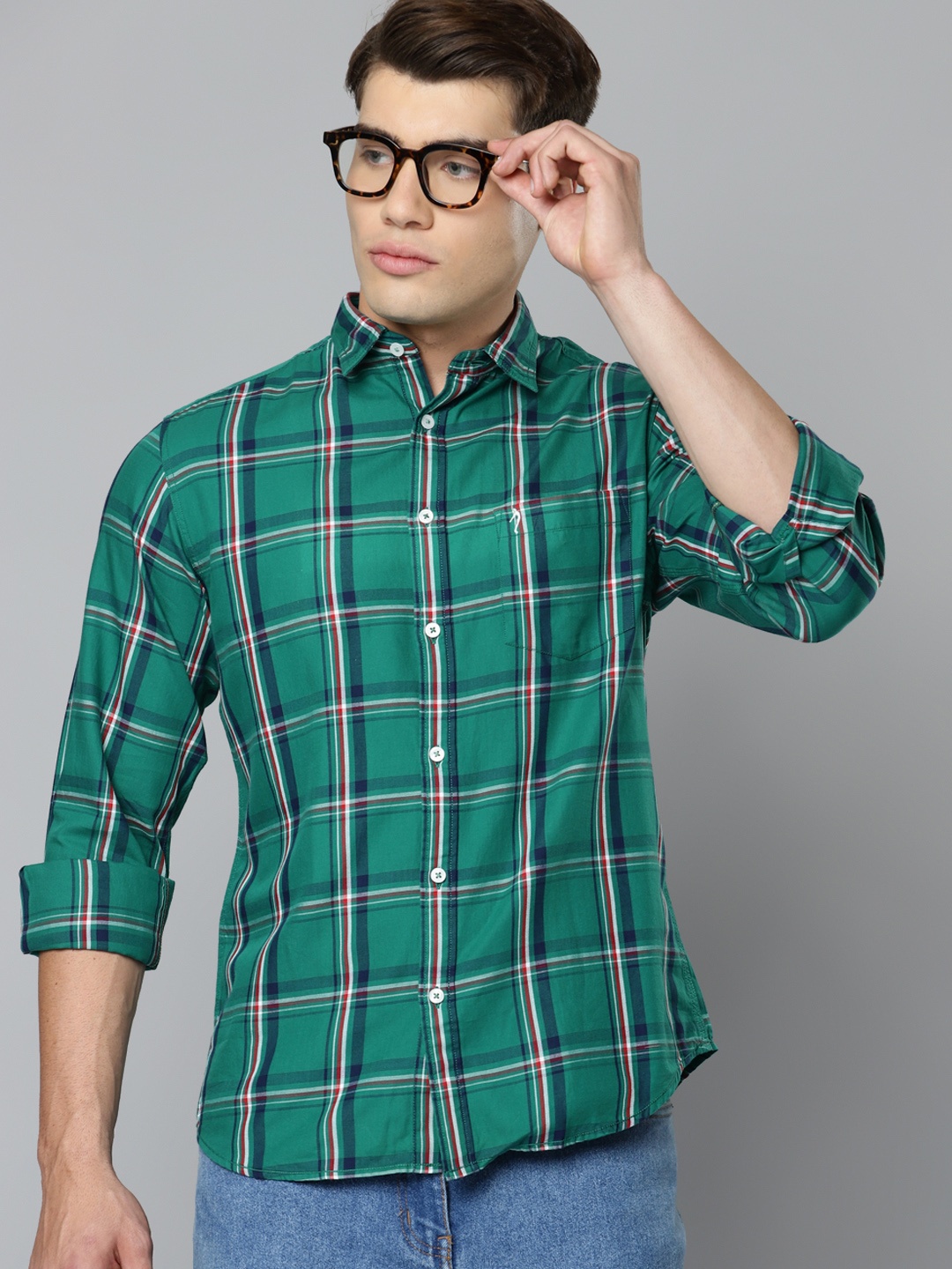 Indian Terrain Men Green & White Pure Cotton Slim Fit Windowpane Checks Casual Shirt
Indian Terrain Men Green & White Pure Cotton Slim Fit Windowpane Checks Casual Shirt
