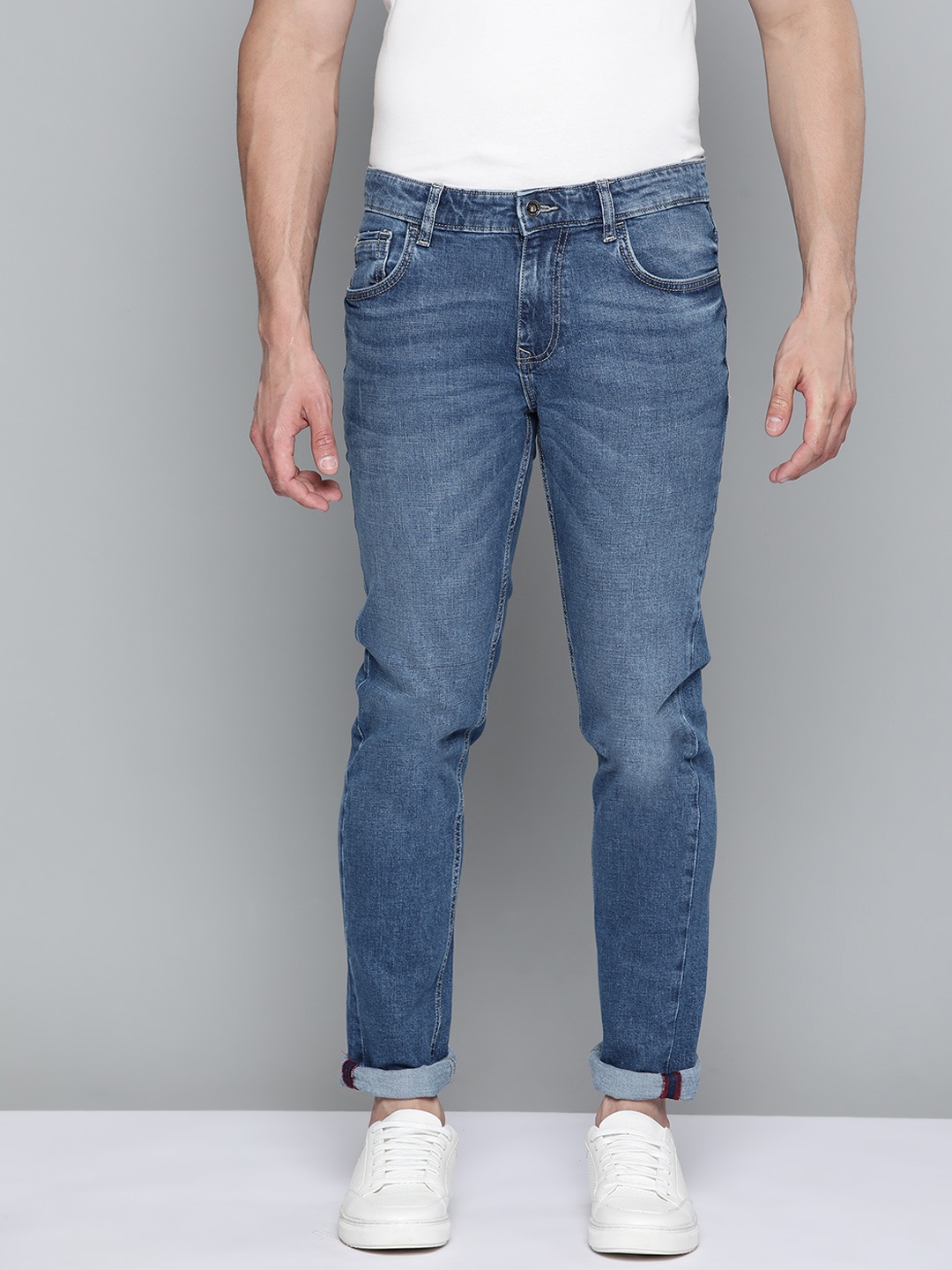 Indian Terrain Men Blue Slim Fit Light Fade Stretchable Jeans