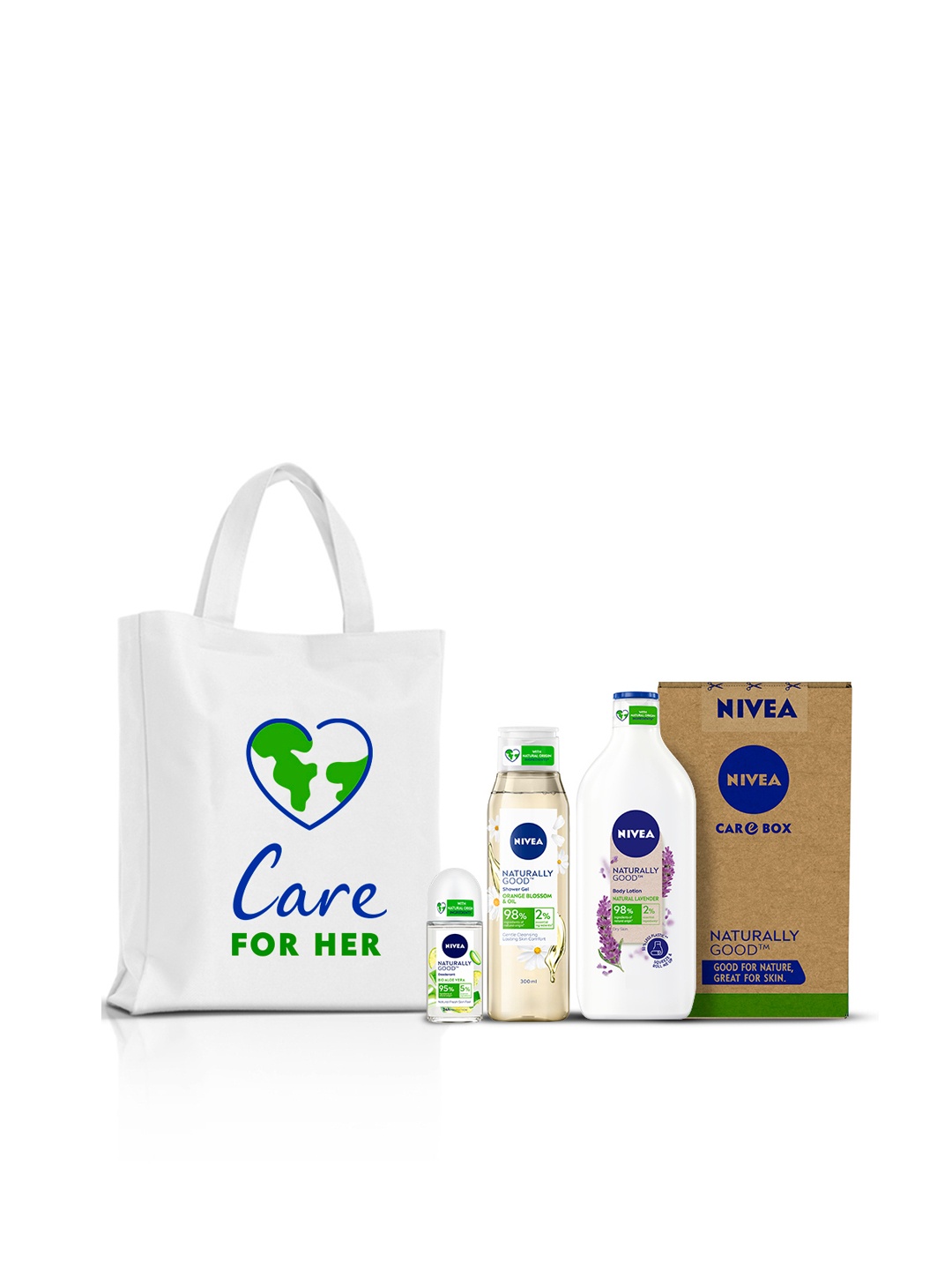Nivea Set of Naturally Good Shower Gel - Body Lotion & Roll-On Deodorant, Transparent
Nivea Set of Naturally Good Shower Gel - Body Lotion & Roll-On Deodorant, Transparent