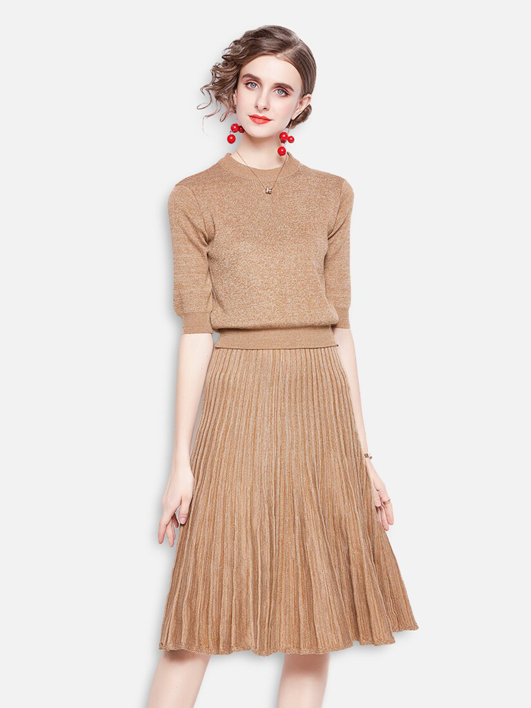 JC Collection Women Coffee Brown T-shirt with Skirt
JC Collection Women Coffee Brown T-shirt with Skirt