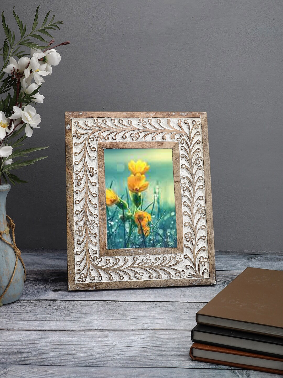 MIAH Decor Brown Textured Table-Top Wooden Photo Frame