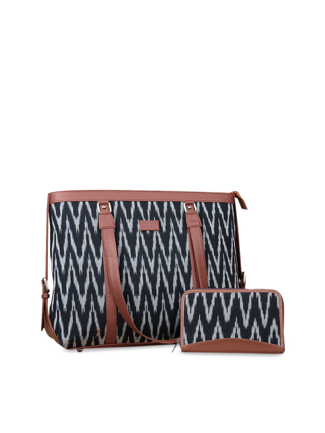 ZOUK Black Ikat Vegan Leather Office Bag with Laptop Compartment and Chain Wallet Combo
ZOUK Black Ikat Vegan Leather Office Bag with Laptop Compartment and Chain Wallet Combo