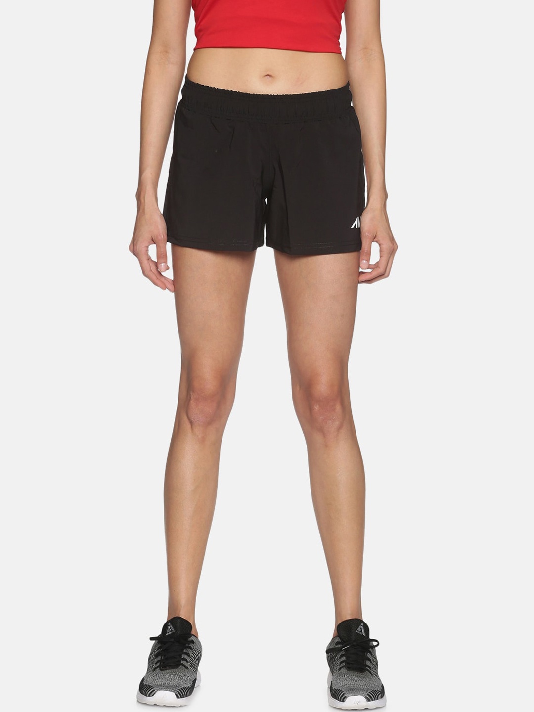 AESTHETIC NATION Women Black Slim Fit Meshlight Training or Gym Sports Shorts