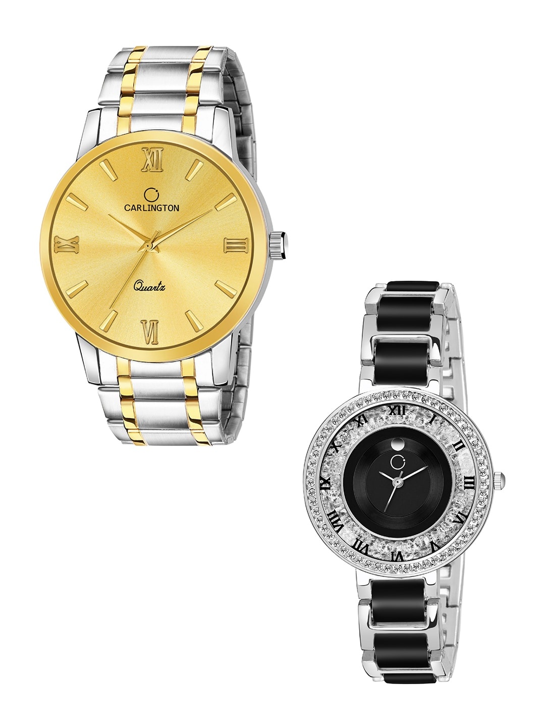 CARLINGTON 2 Pc Brass Dial & Stainless Steel Bracelet Style Straps Analogue Watch, Gold
CARLINGTON 2 Pc Brass Dial & Stainless Steel Bracelet Style Straps Analogue Watch, Gold