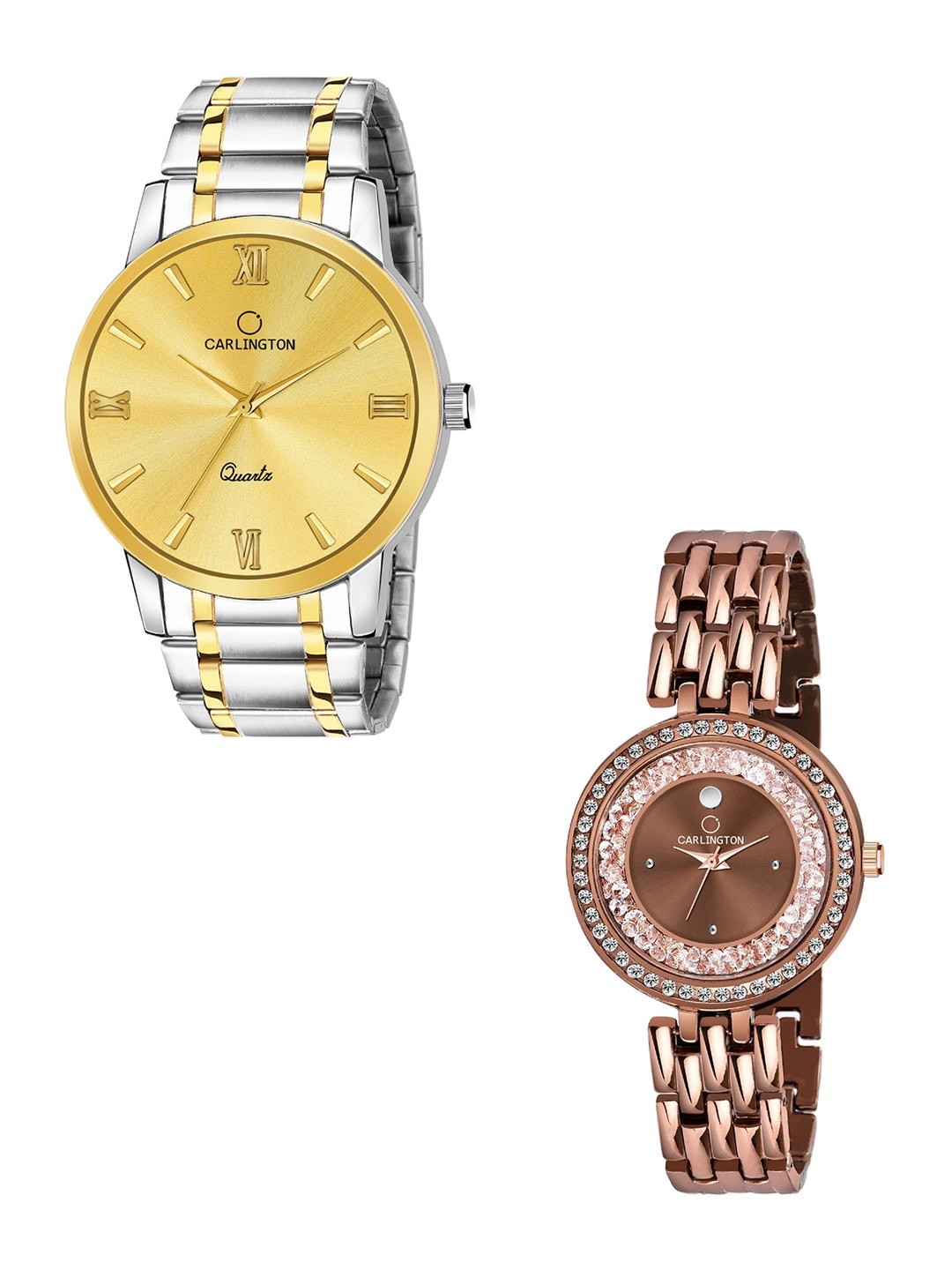 CARLINGTON Pack Of 2 Multicoloured Brass Dial Stainless Steel Straps Analogue Watch, Multi
CARLINGTON Pack Of 2 Multicoloured Brass Dial Stainless Steel Straps Analogue Watch, Multi