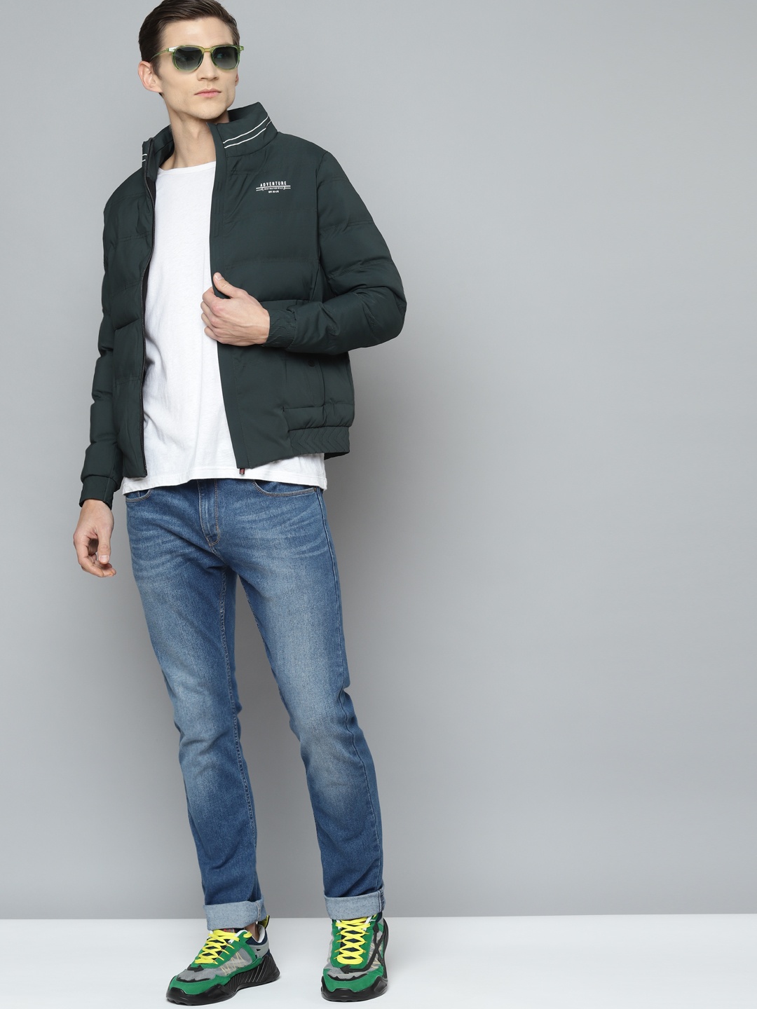 Fort Collins Men Green Solid Bomber Jacket