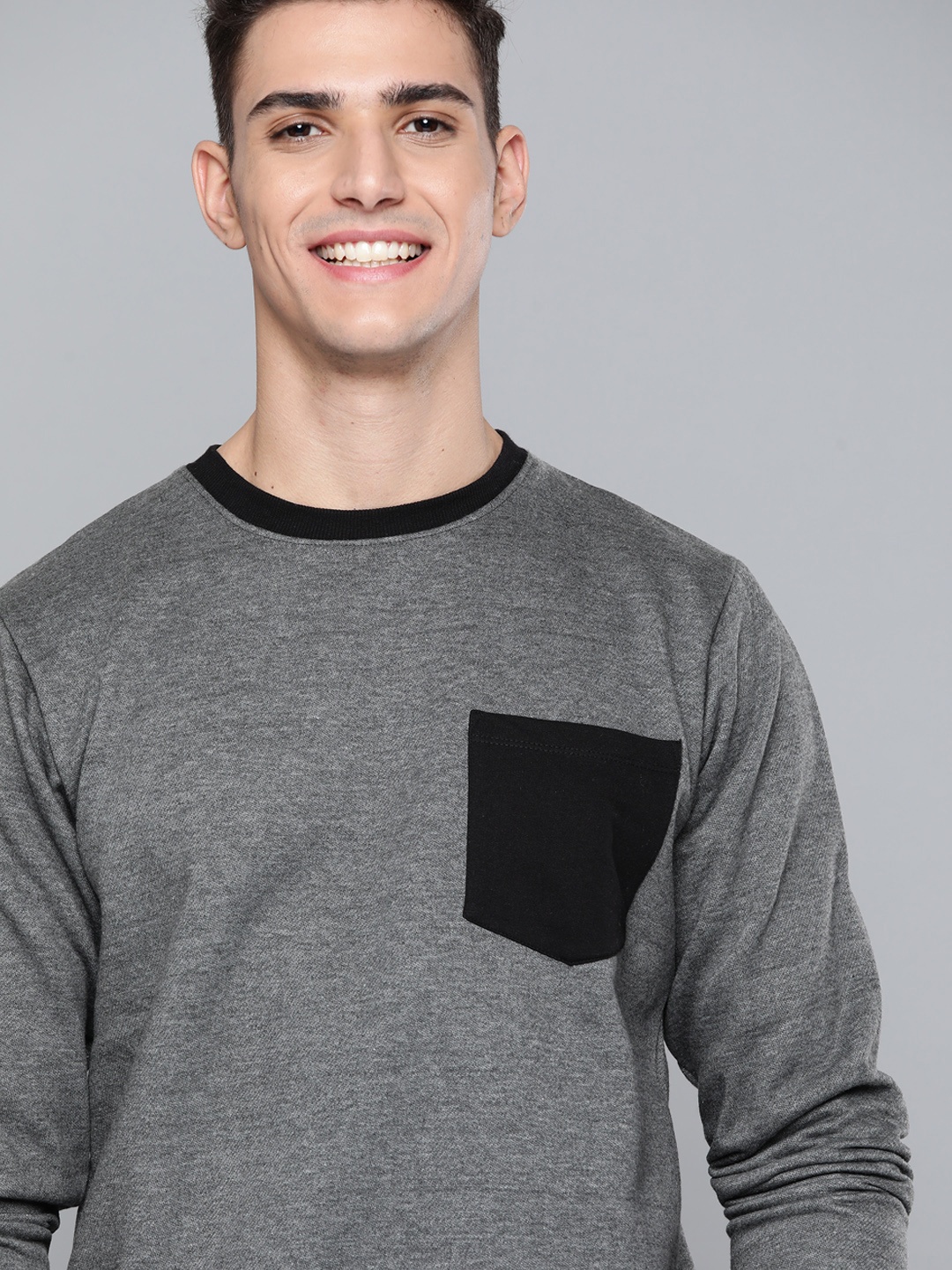 Mast & Harbour Men Charcoal Sweatshirt