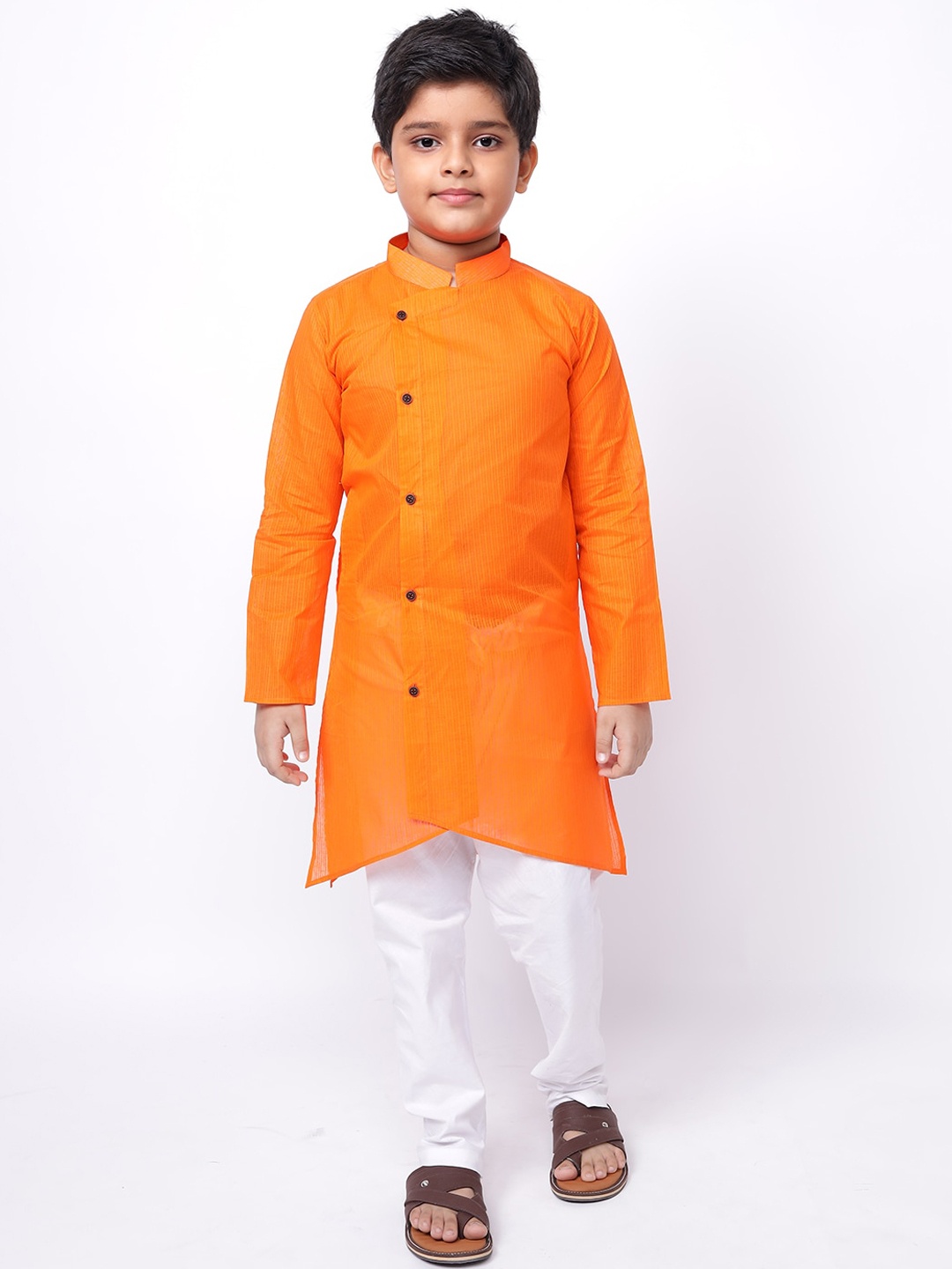 NAMASKAR Boys Self Design Kurta, Orange