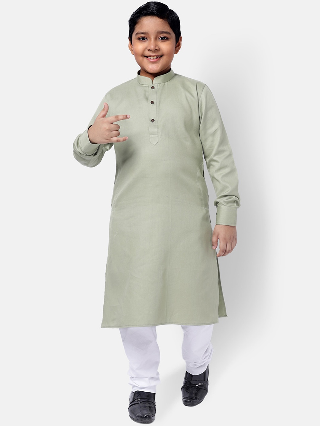 NAMASKAR Boys Green Kurta