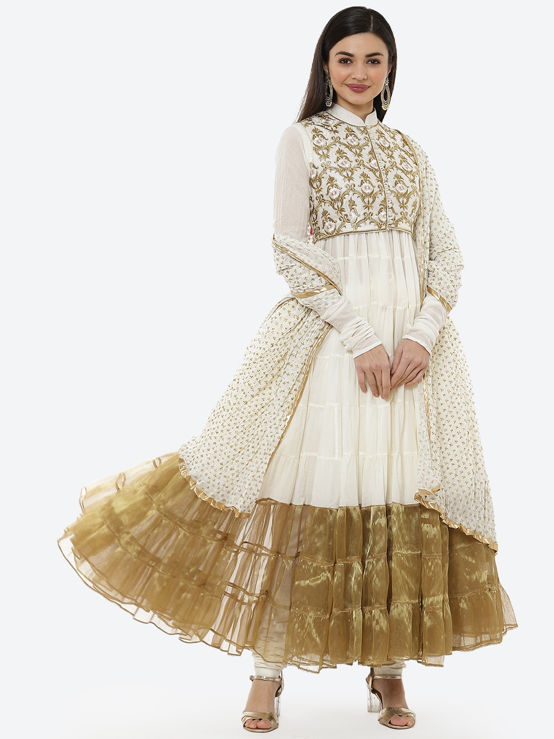 Biba by Rohit Bal Off White & Gold-Toned Motifs Pleated Kurta With Churidar & Dupatta
Biba by Rohit Bal Off White & Gold-Toned Motifs Pleated Kurta With Churidar & Dupatta