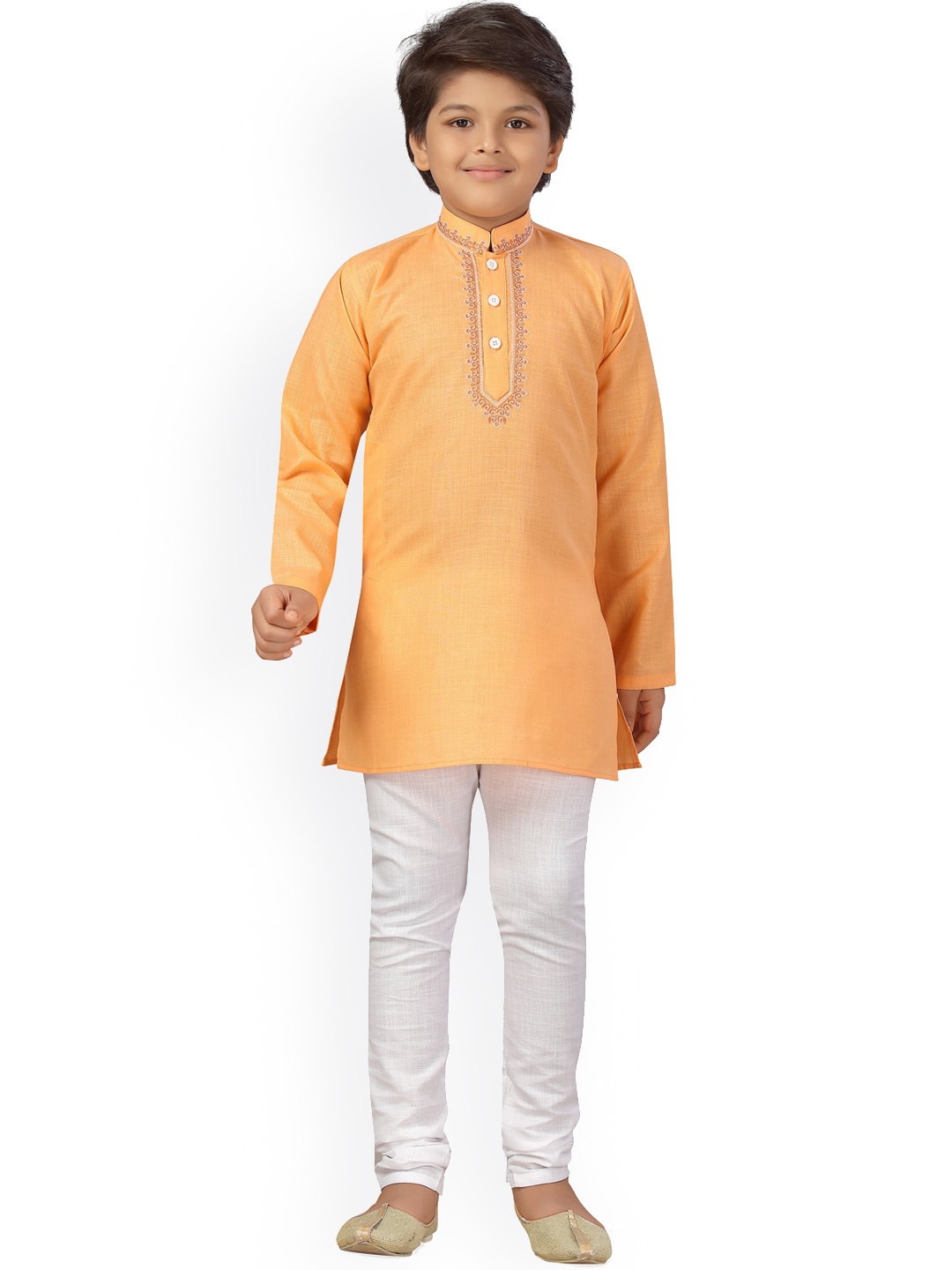 Aj DEZInES Boys Mustard Yellow & White Regular Thread Work Pure Cotton Kurta with Pyjamas
Aj DEZInES Boys Mustard Yellow & White Regular Thread Work Pure Cotton Kurta with Pyjamas