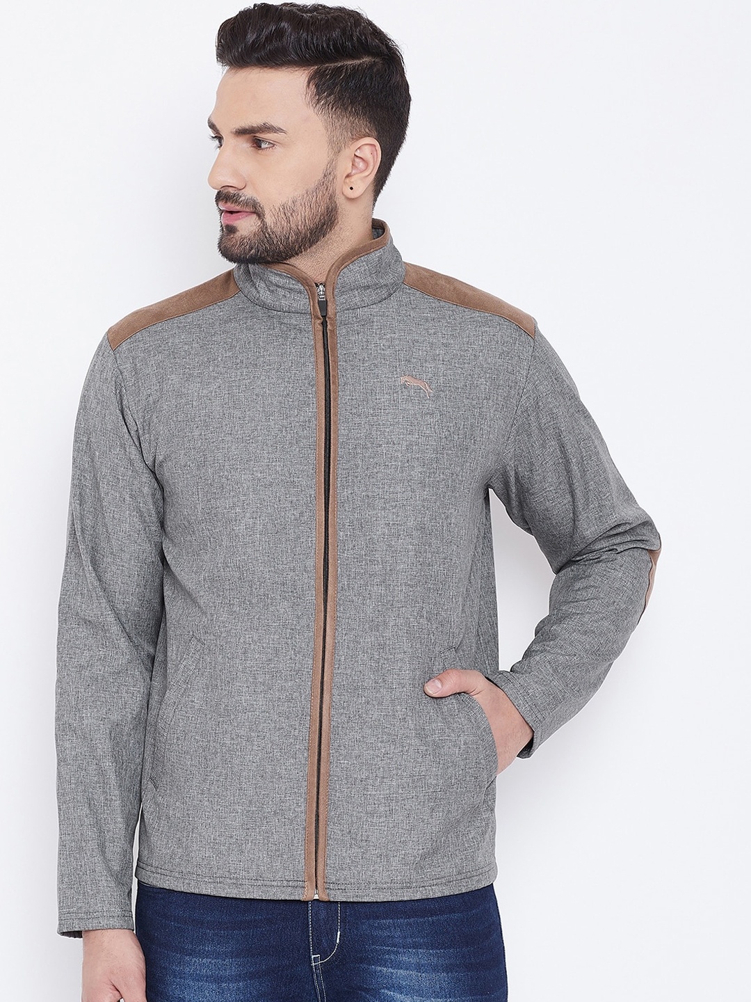JUMP USA Men Grey Bomber Jacket