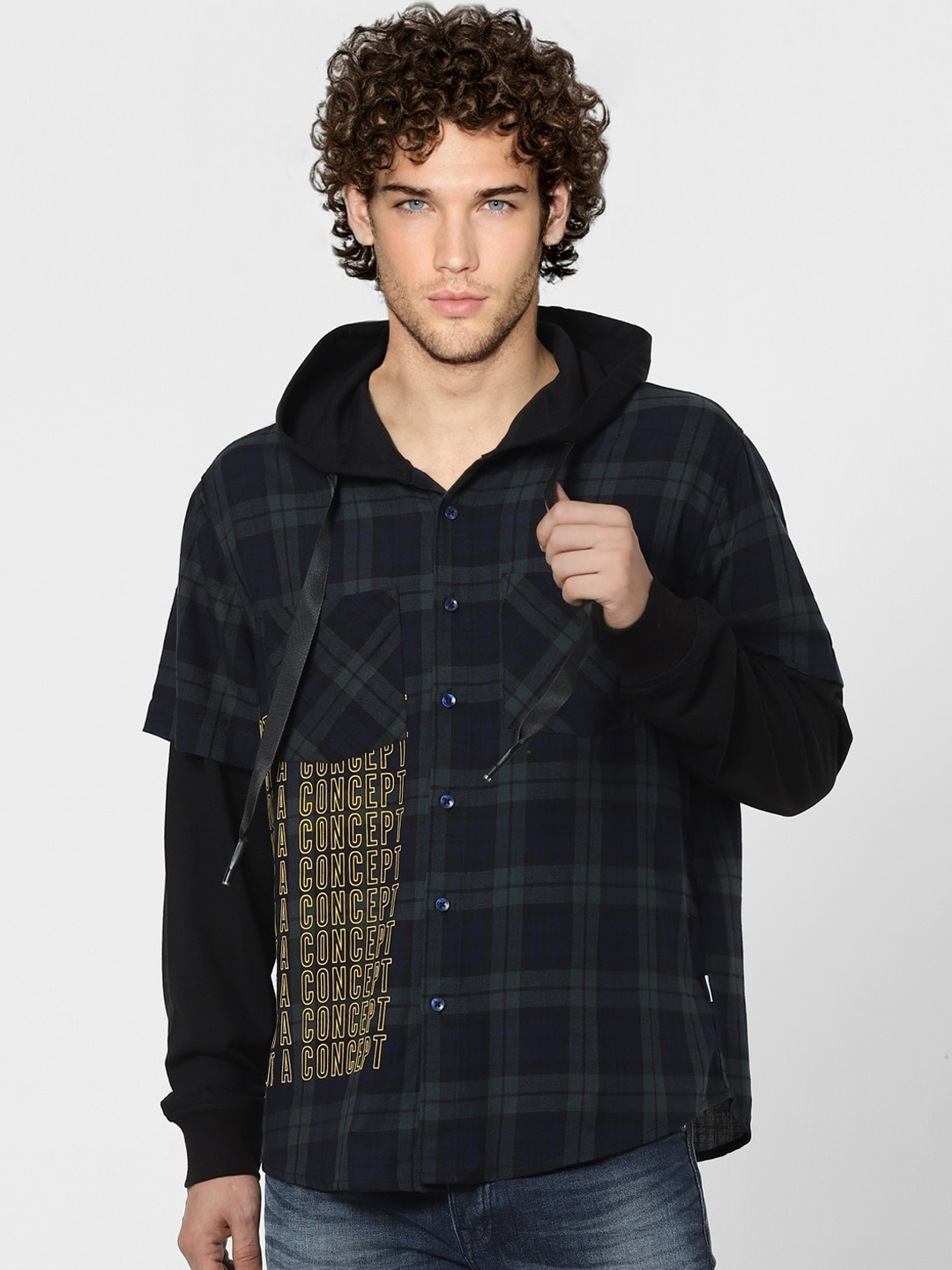 Jack & Jones Men Olive Green Opaque Checked Casual Shirt