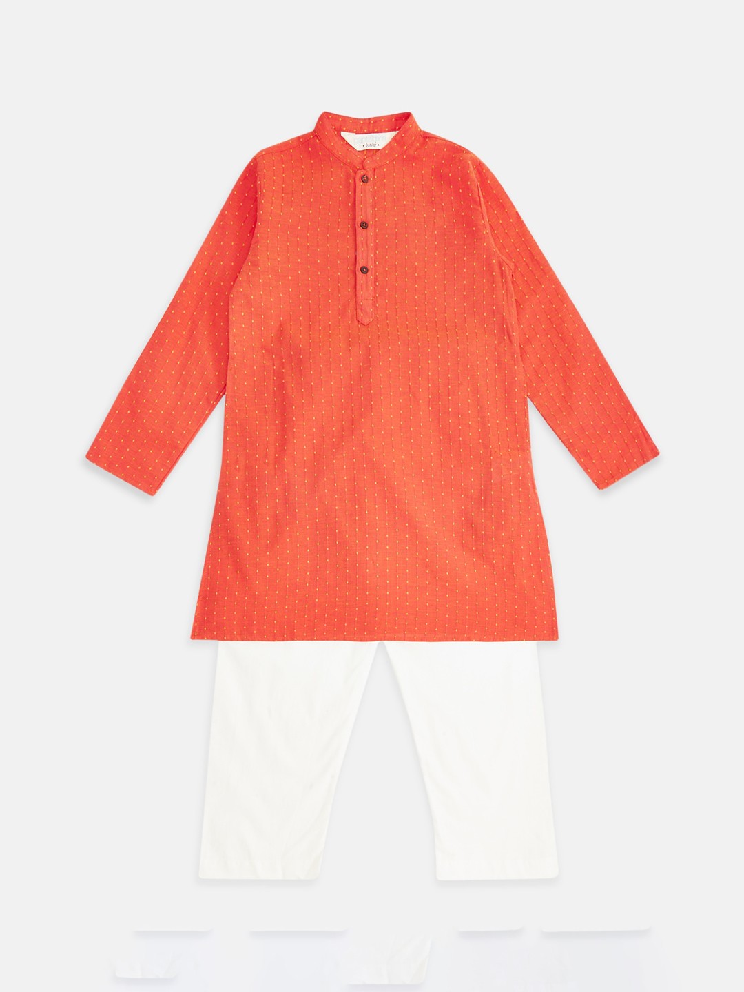 indus route by Pantaloons Boys Rust Regular Pure Cotton Kurta with Pyjamas