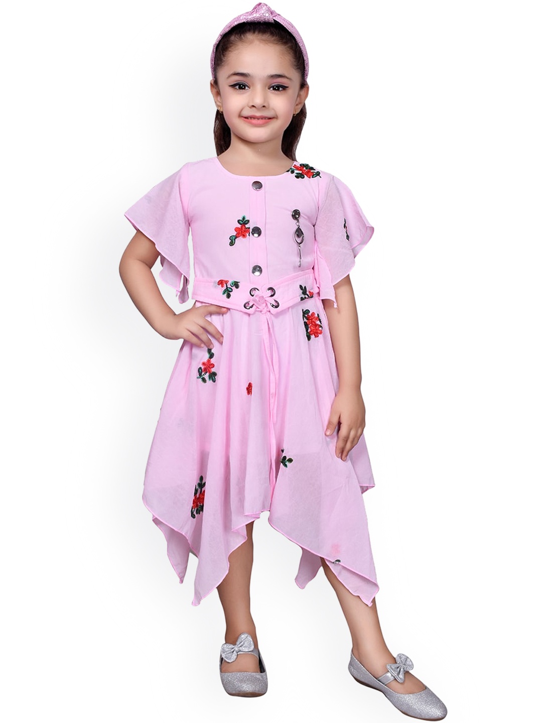 SKY HEIGHTS Pink Floral Georgette Dress
