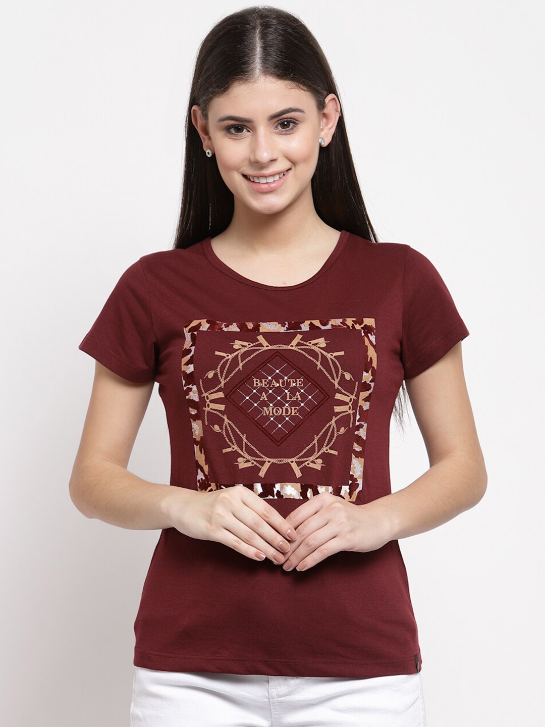 Juelle Women Brown Printed T-shirt