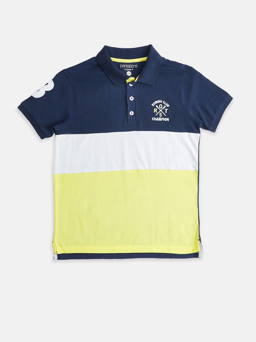 Pantaloons Junior Boys Yellow Colourblocked Polo Collar Extended Sleeves Applique T-shirt
Pantaloons Junior Boys Yellow Colourblocked Polo Collar Extended Sleeves Applique T-shirt