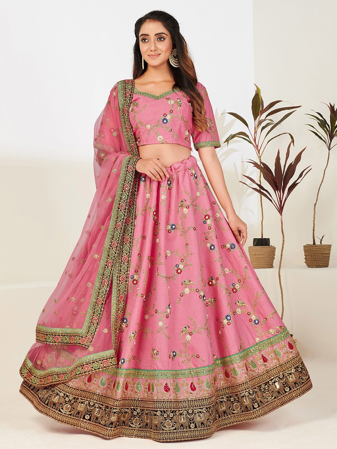 SHOPGARB Pink & Blue Embellished Semi-Stitched Lehenga & Unstitched Blouse With Dupatta
SHOPGARB Pink & Blue Embellished Semi-Stitched Lehenga & Unstitched Blouse With Dupatta
